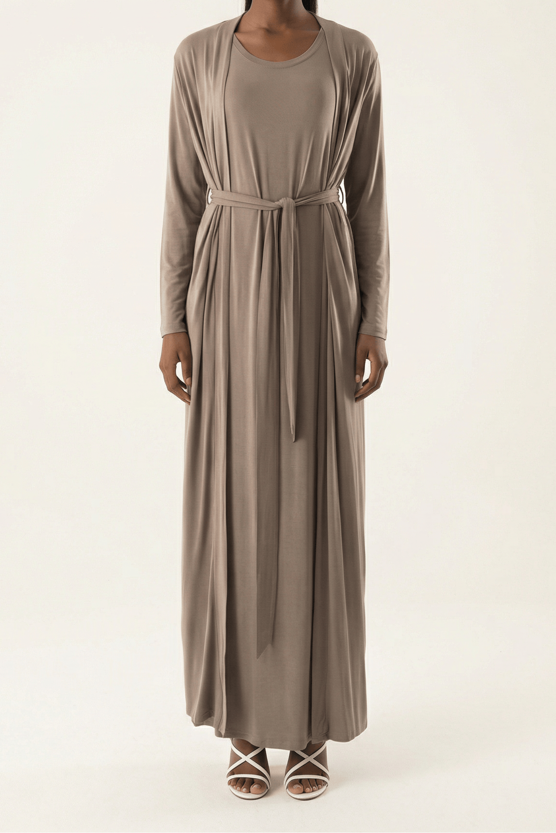 Chestnut Made just for you jersey matching set dress ( Soft thin) Kabayare
