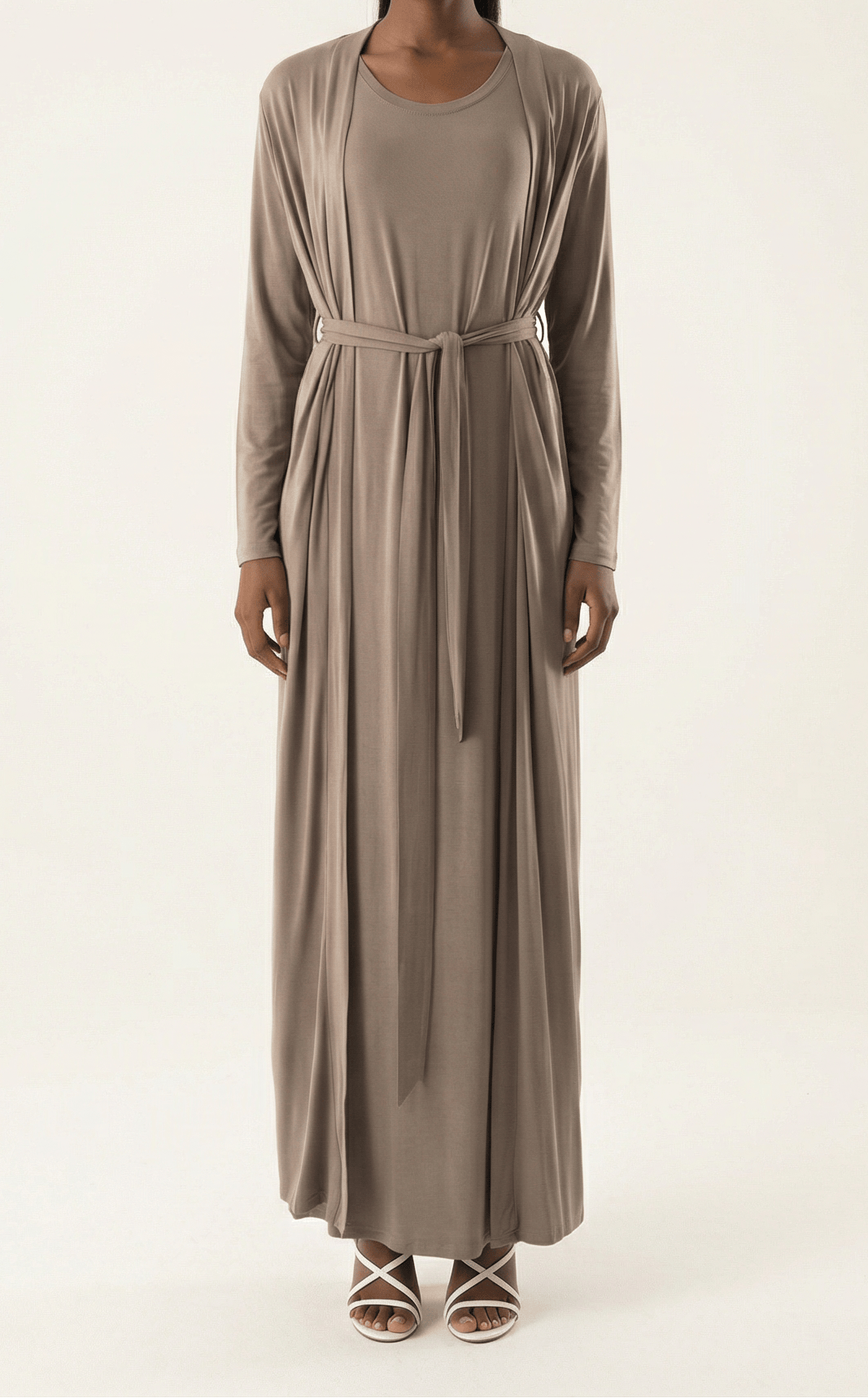 Chestnut Made just for you jersey matching set dress ( Soft thin) Kabayare
