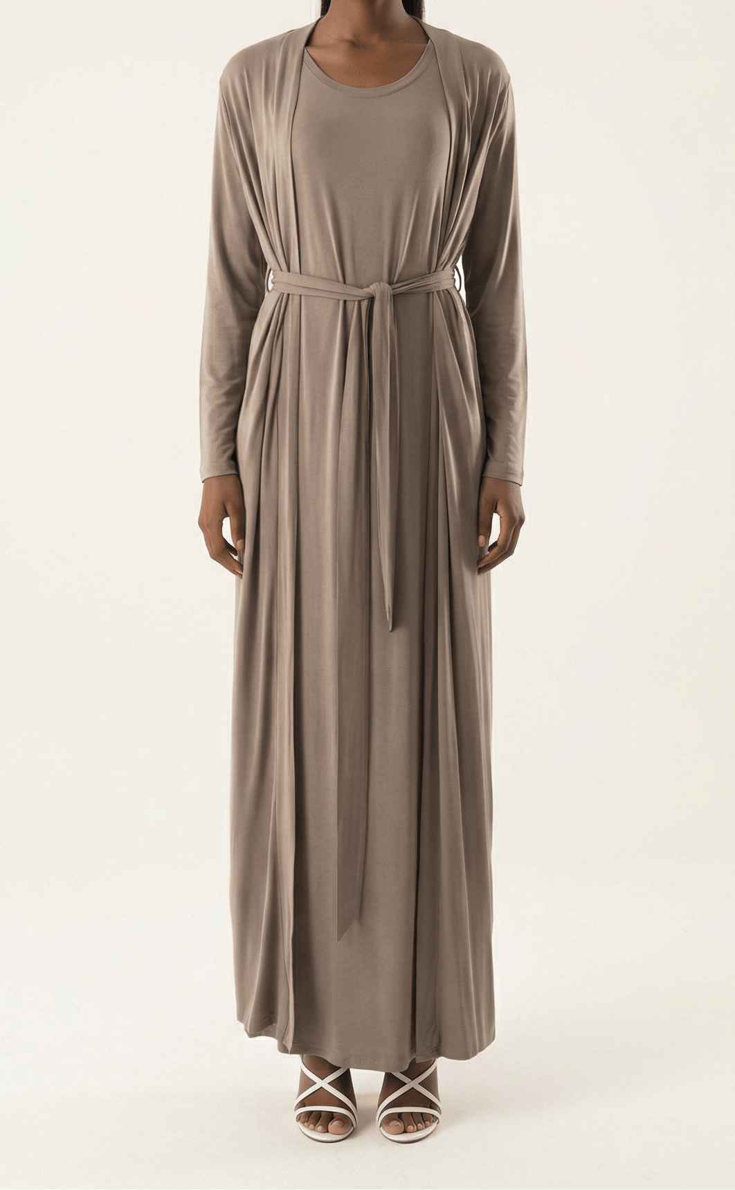 Chestnut Made just for you jersey matching set dress ( Soft thin) Kabayare