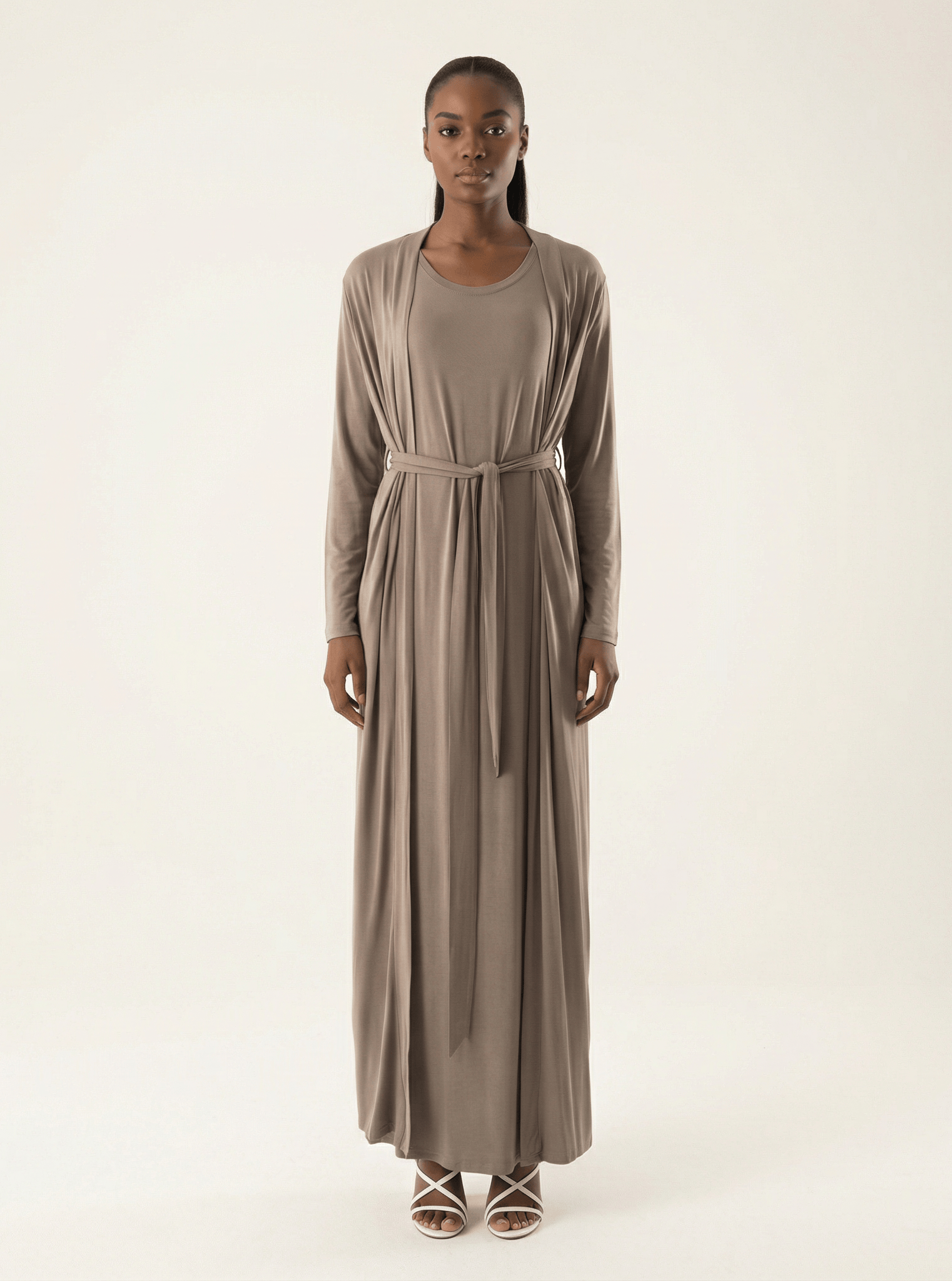 Chestnut Made just for you jersey matching set dress ( Soft thin) Kabayare