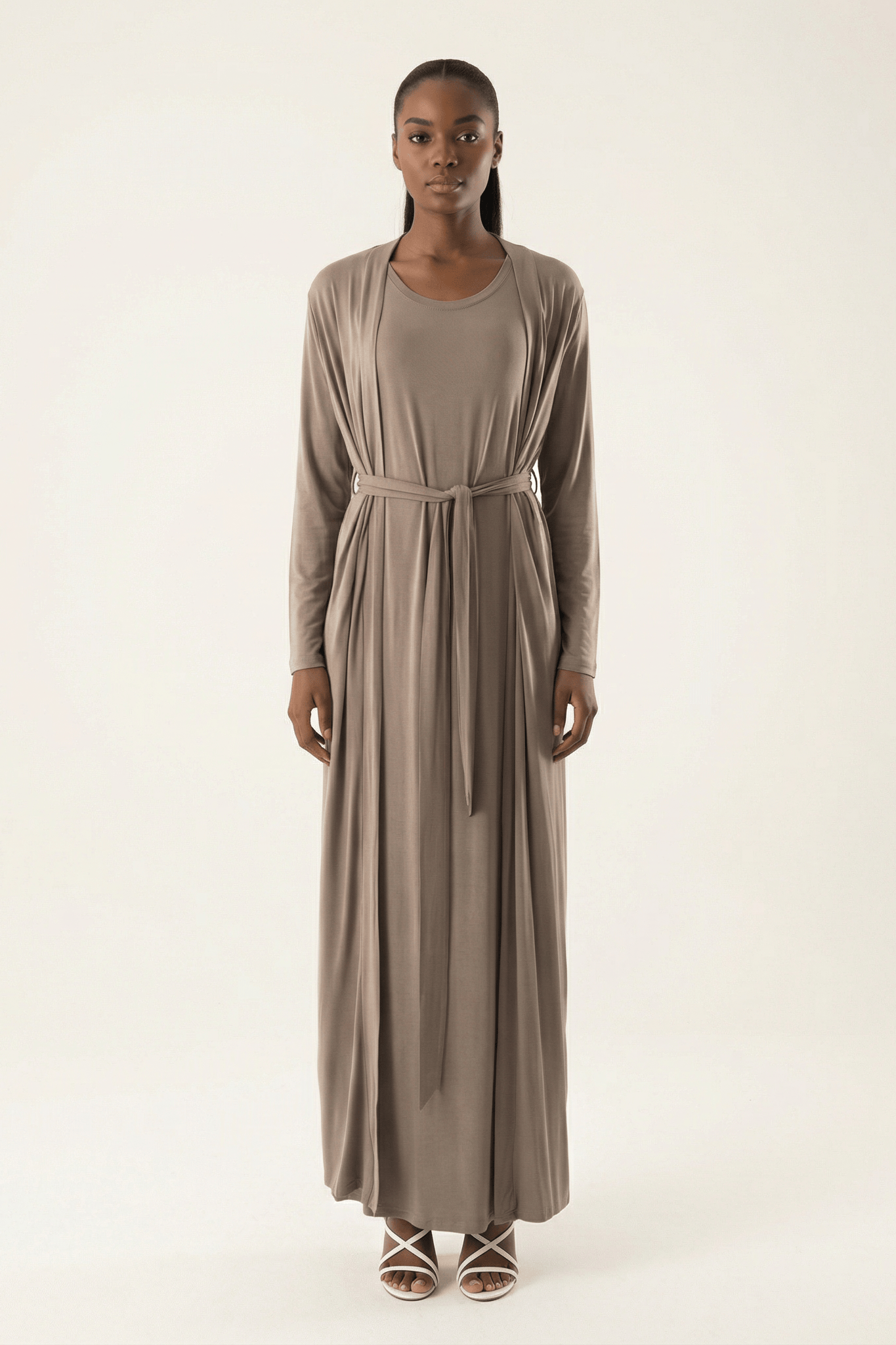 Chestnut Made just for you jersey matching set dress ( Soft thin) Kabayare