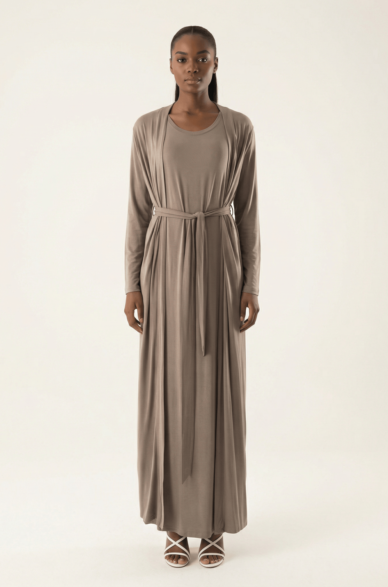 Chestnut Made just for you jersey matching set dress ( Soft thin) Kabayare