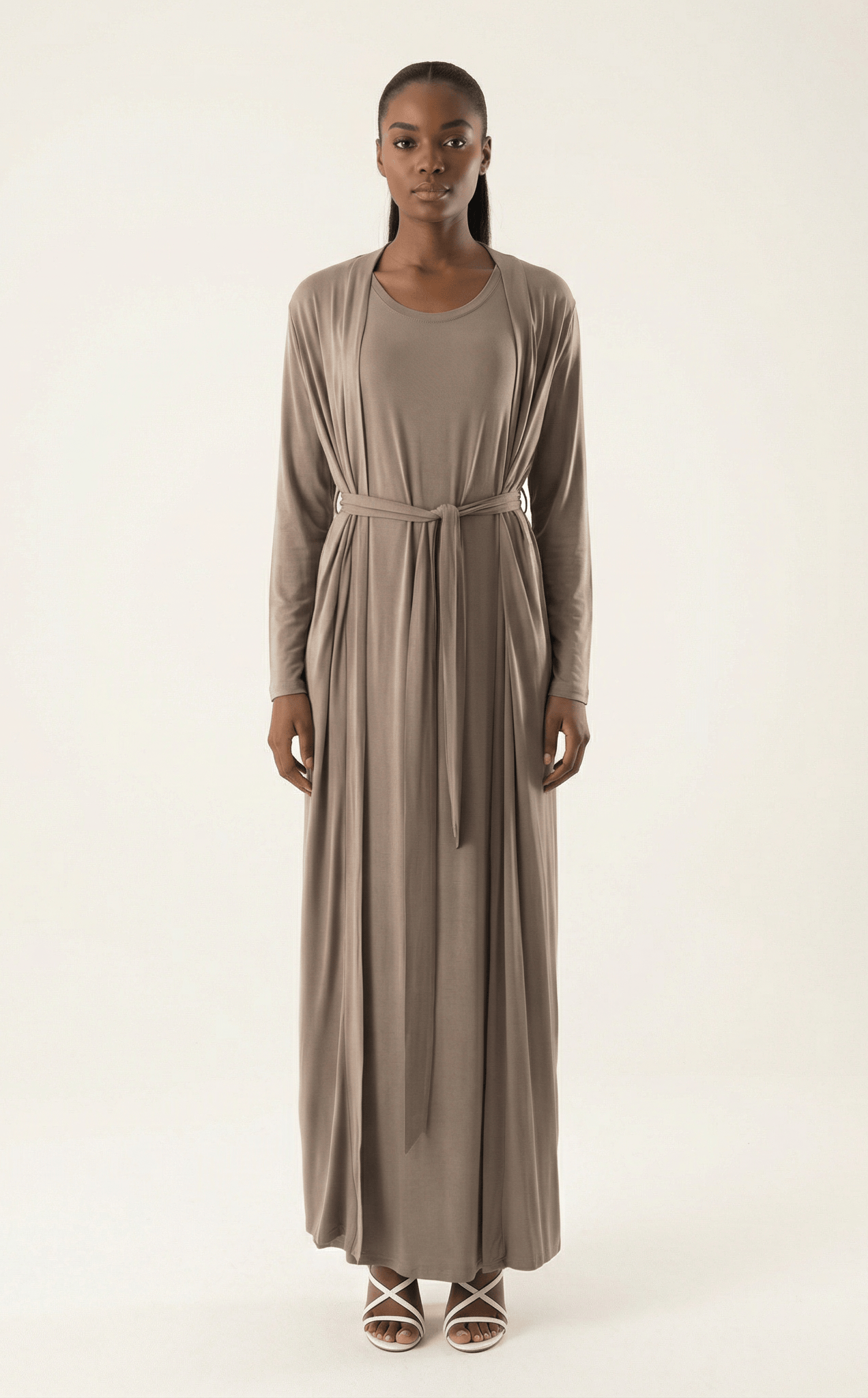 Chestnut Made just for you jersey matching set dress ( Soft thin) Kabayare