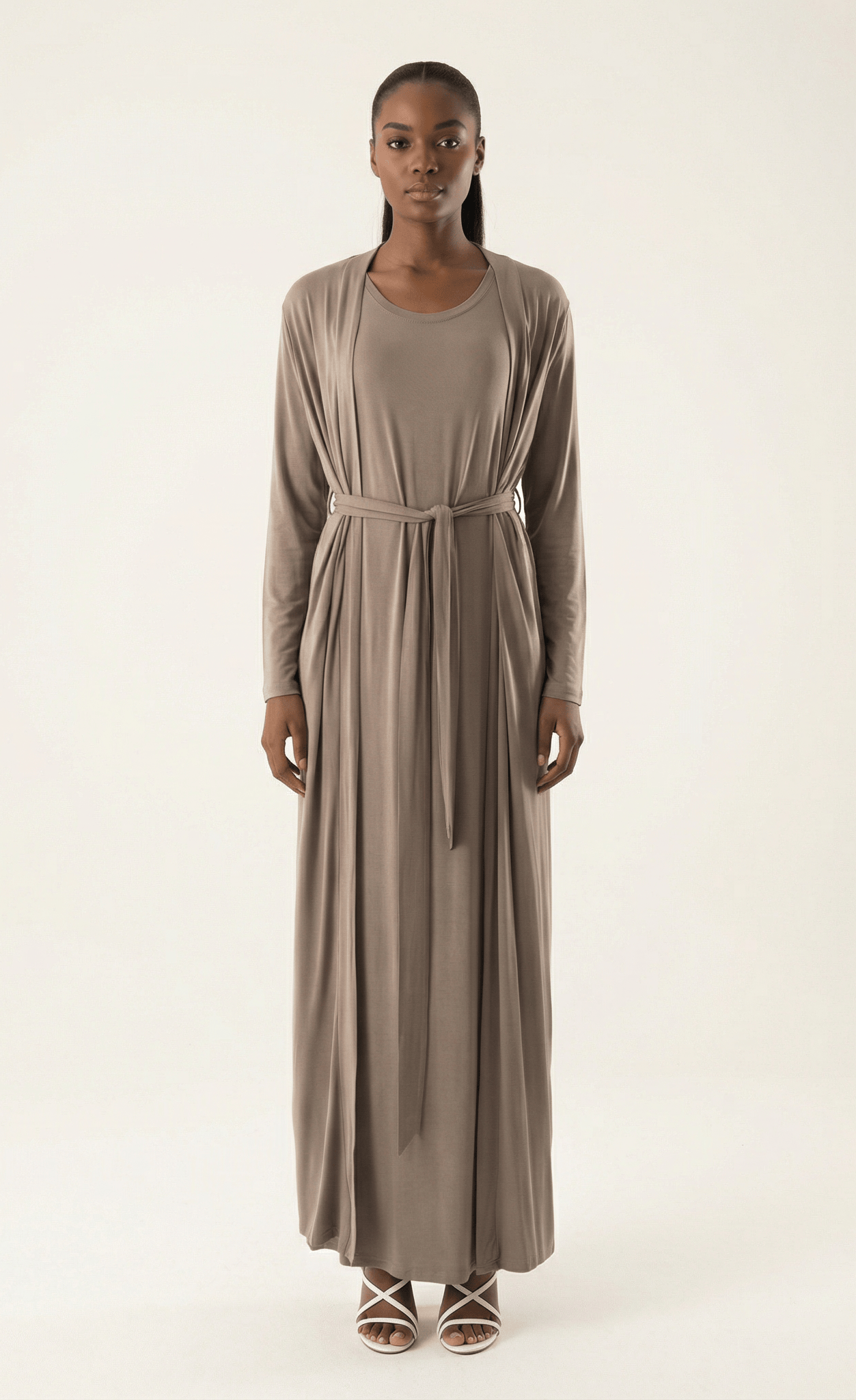 Chestnut Made just for you jersey matching set dress ( Soft thin) Kabayare