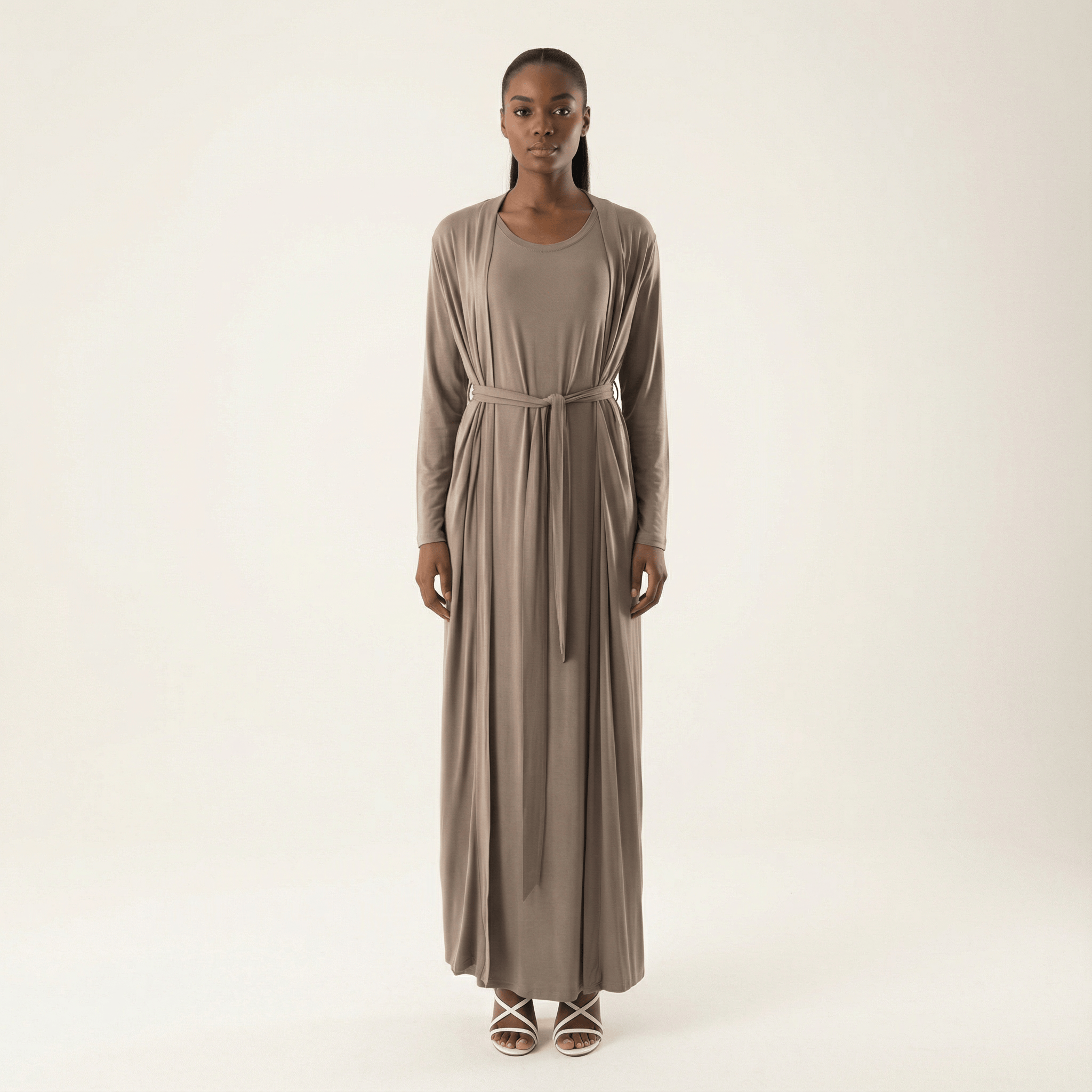 Chestnut Made just for you jersey matching set dress ( Soft thin) Kabayare