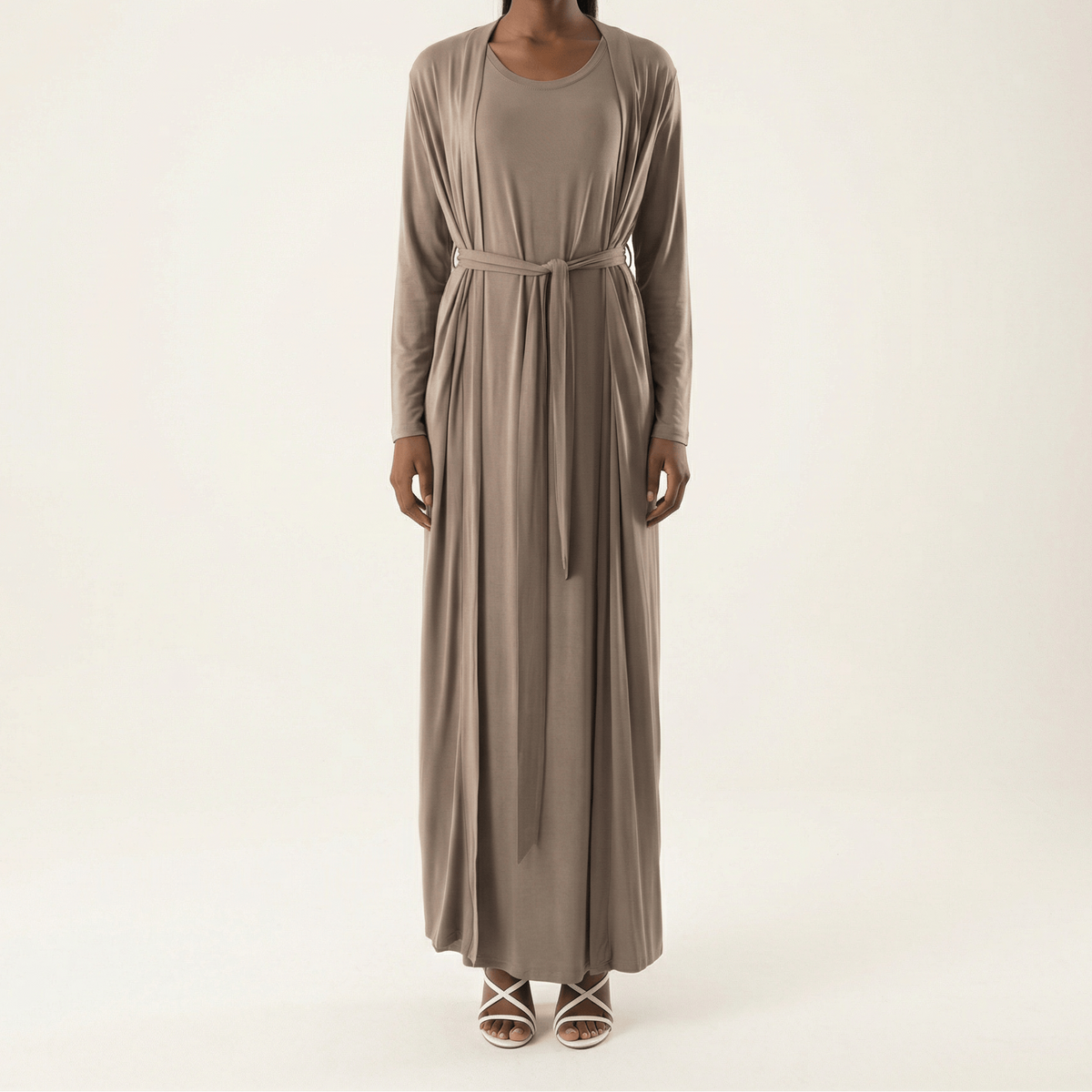 Chestnut Made just for you jersey matching set dress ( Soft thin) Kabayare