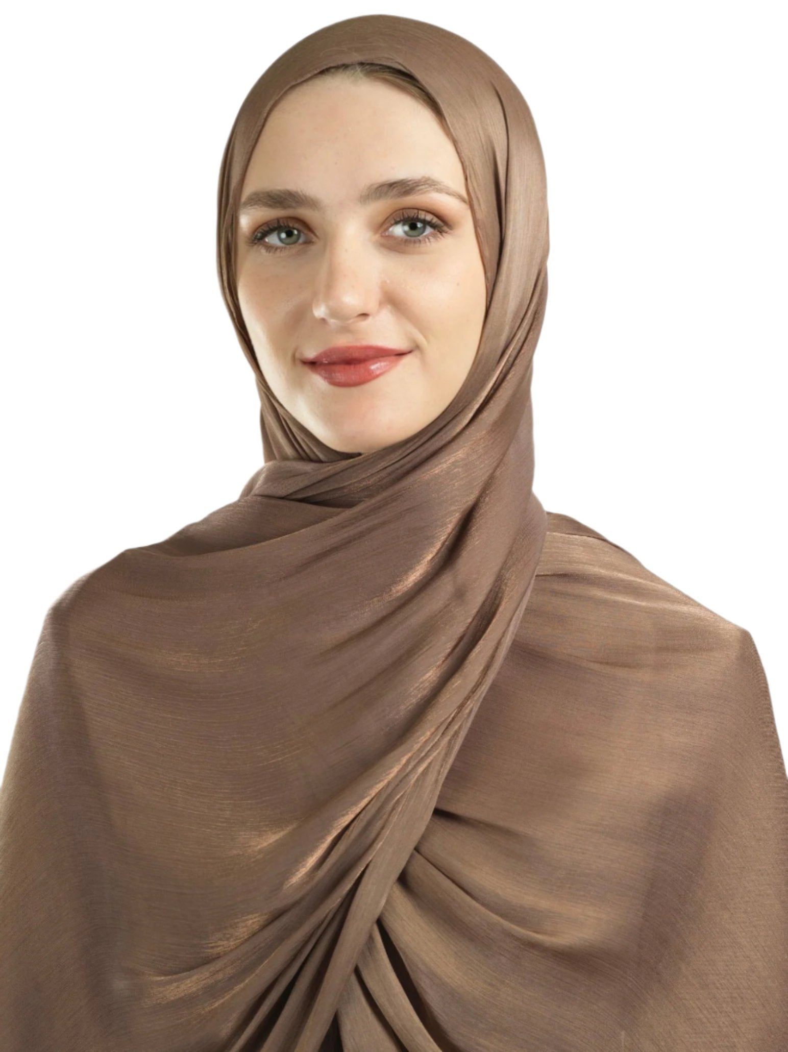 Chestnut Shimmering Silk Chiffon hijab Kabayare