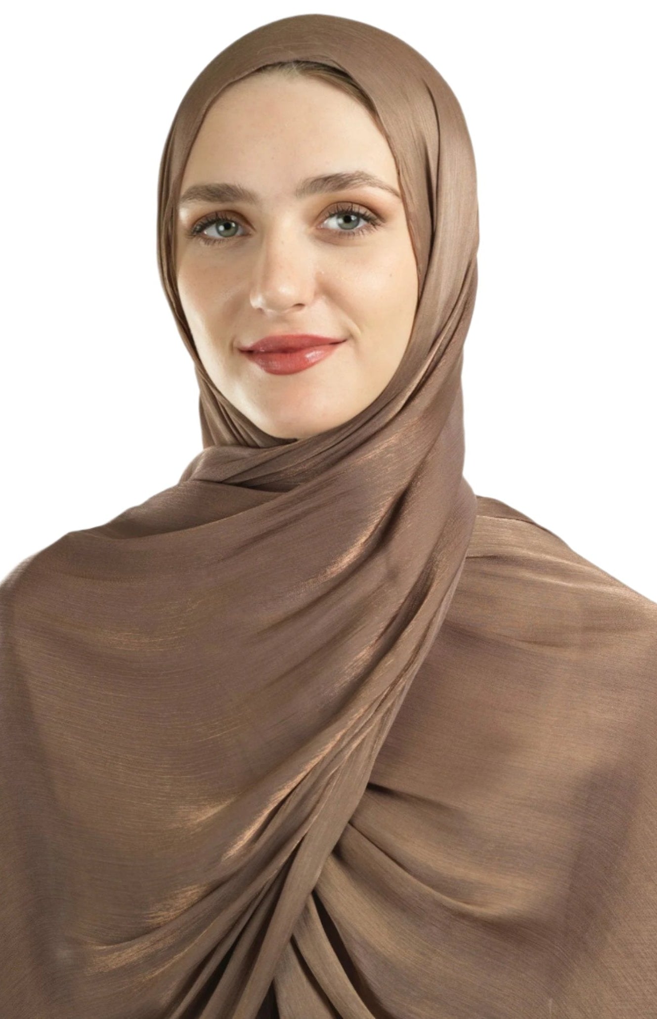 Chestnut Shimmering Silk Chiffon hijab Kabayare