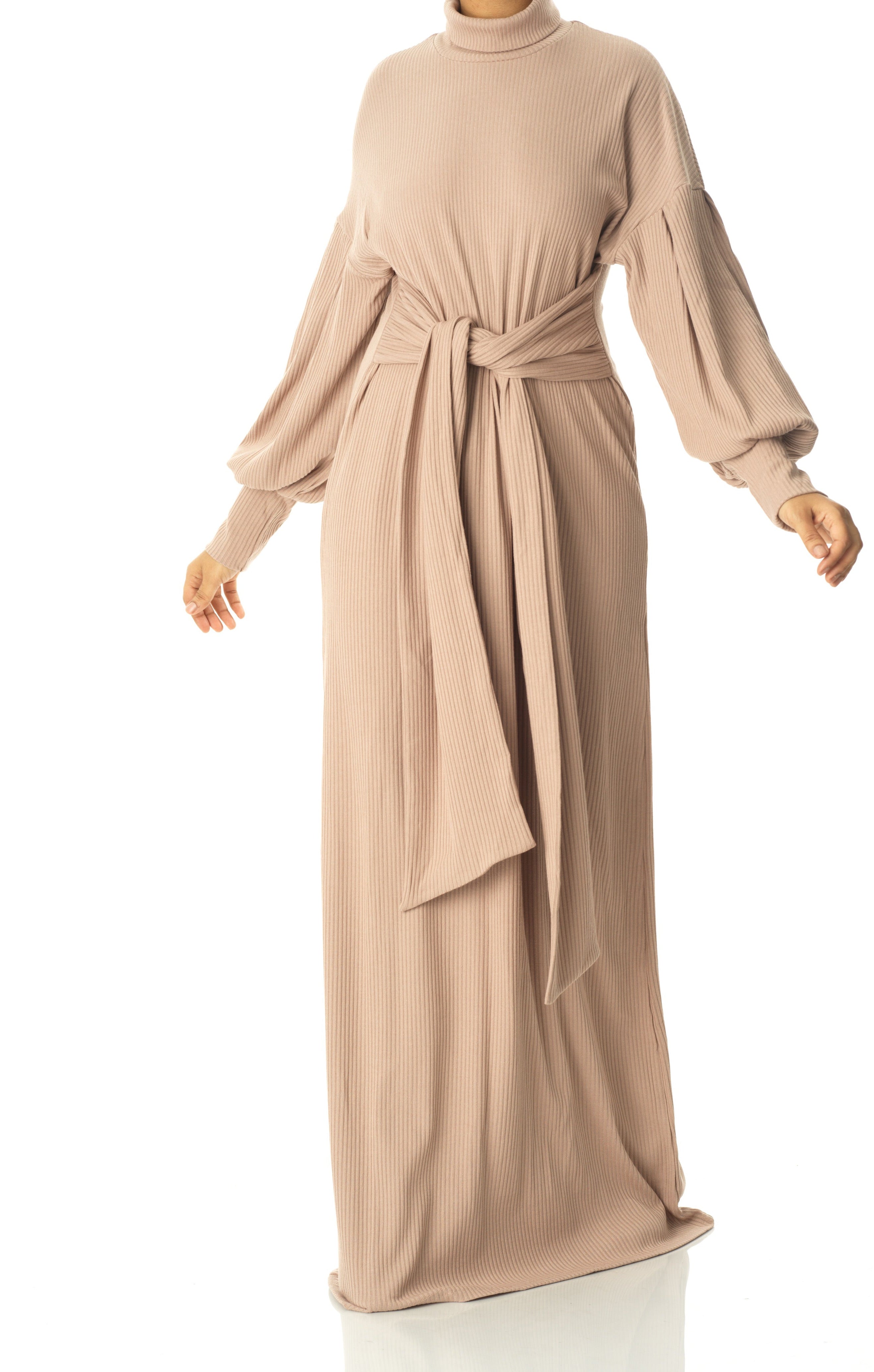 Chia Ribbed-Knit Turtleneck Sweater Dress Kabayare