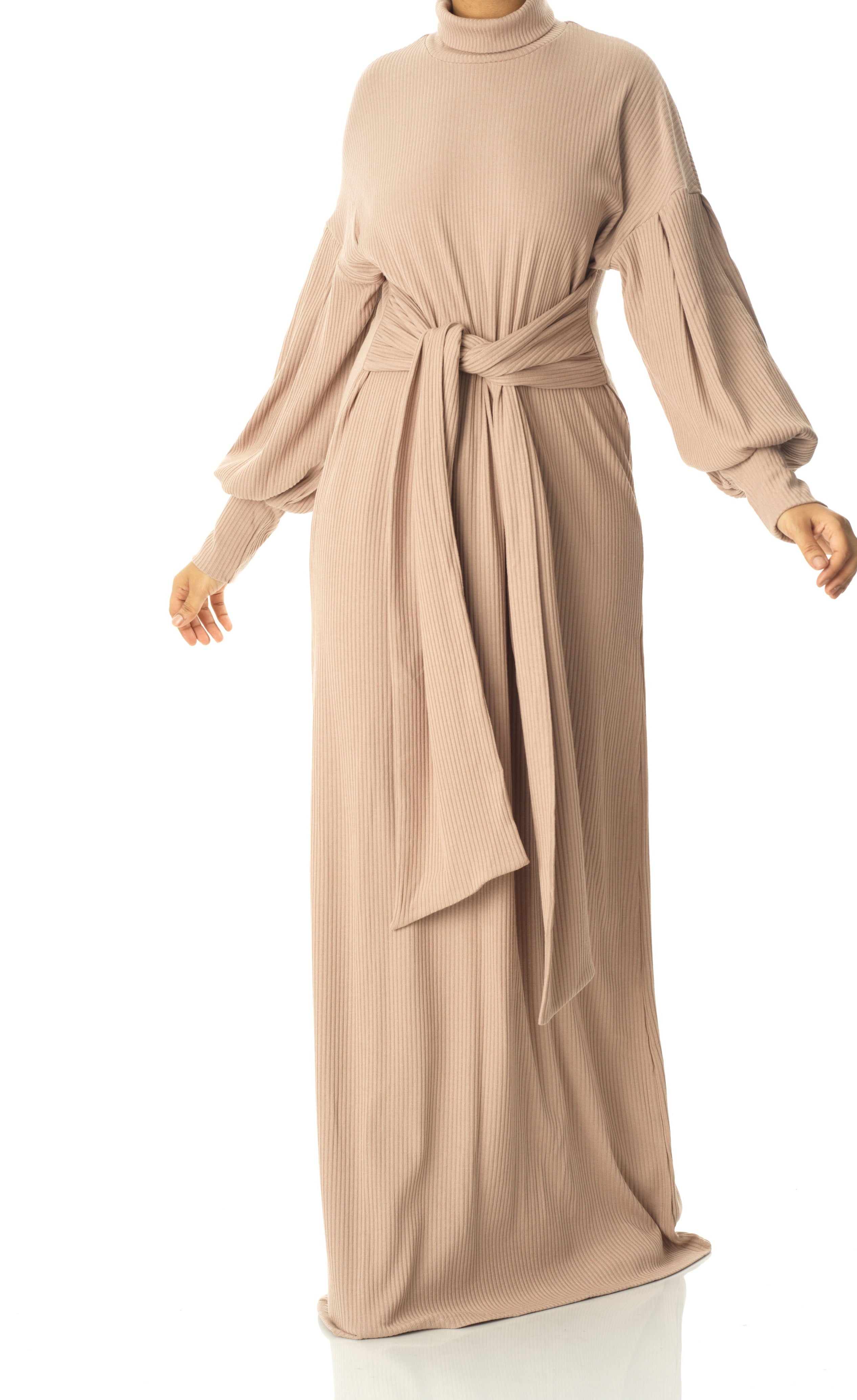 Chia Ribbed-Knit Turtleneck Sweater Dress Kabayare