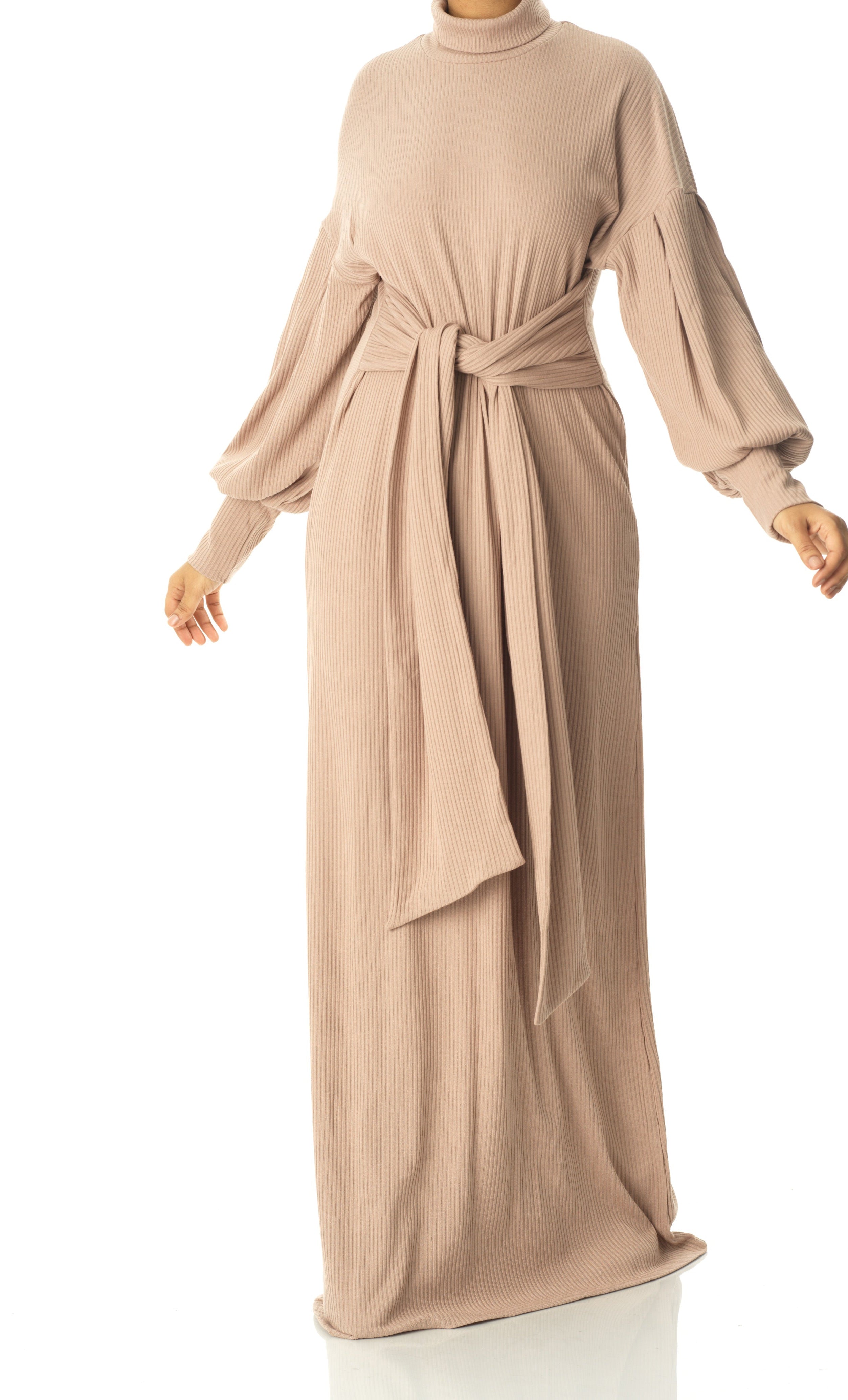 Chia Ribbed-Knit Turtleneck Sweater Dress Kabayare