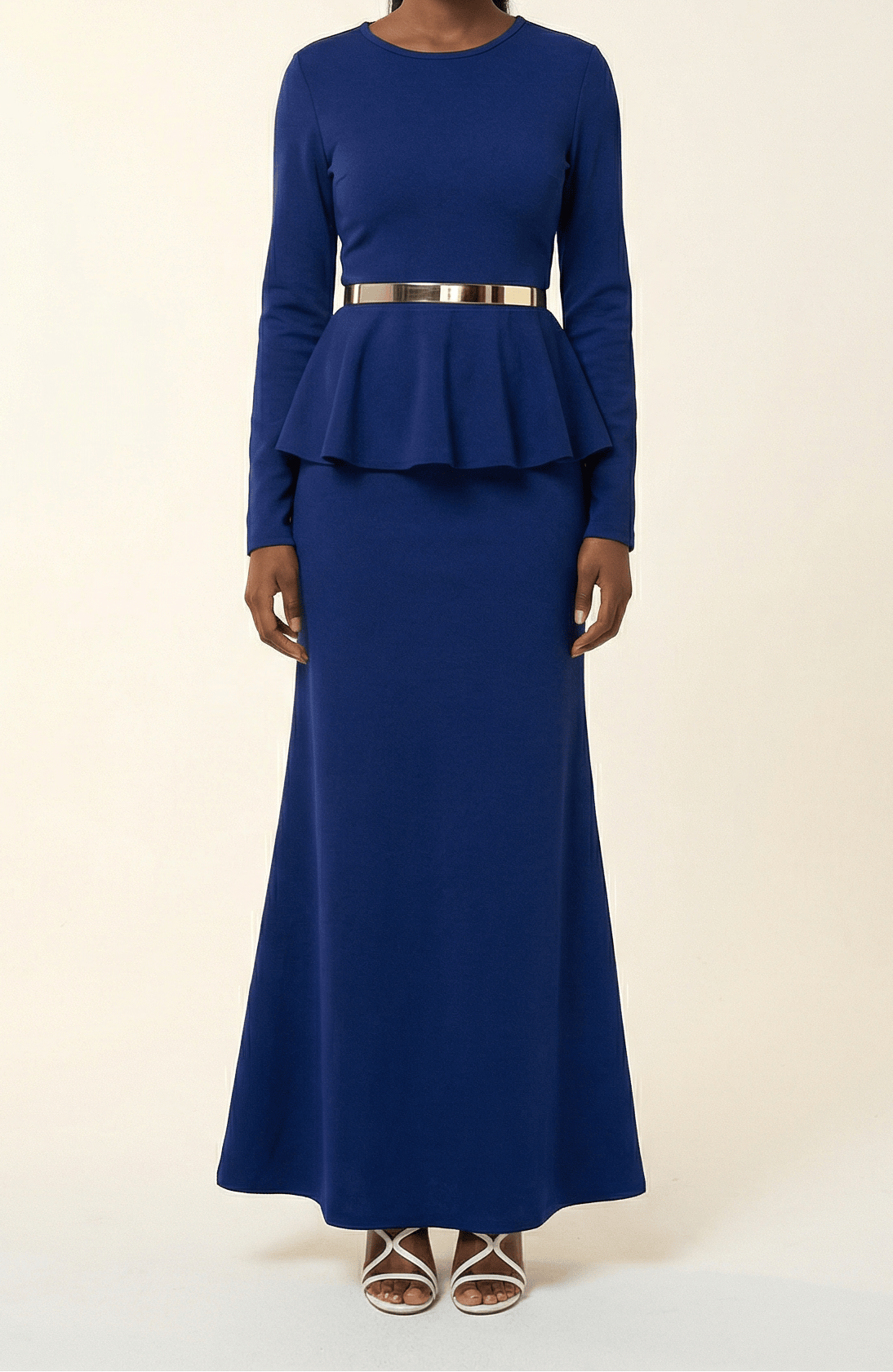 Classic Long Sleeve Peplum Maxi Dress Kabayare