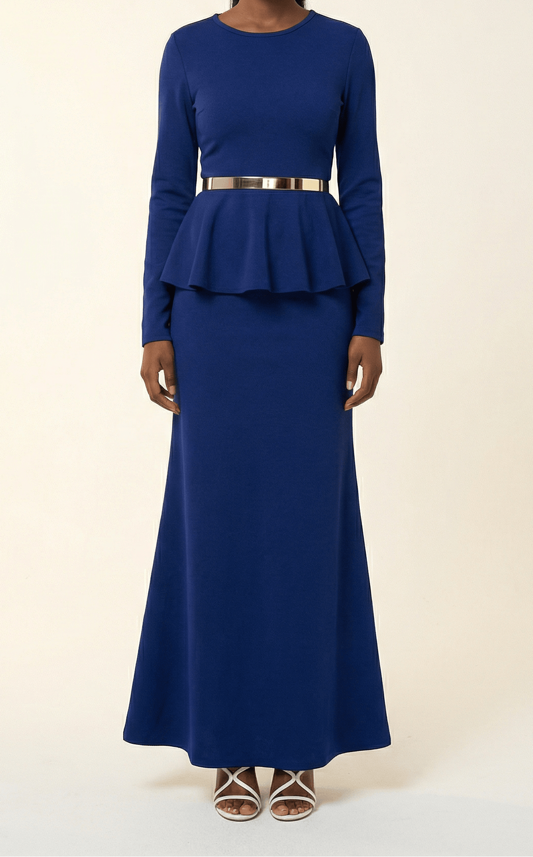 Classic Long Sleeve Peplum Maxi Dress Kabayare