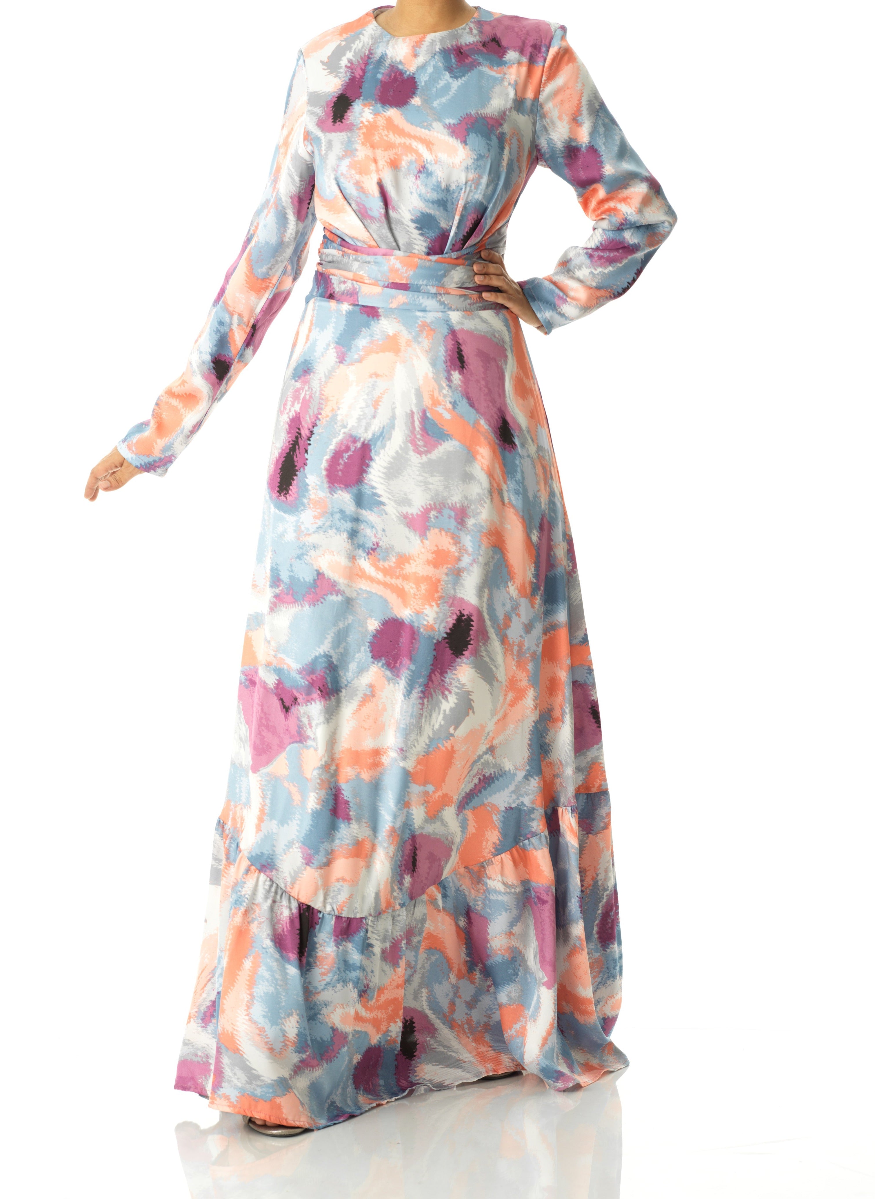 Colorful abstract art maxi dress Kabayare
