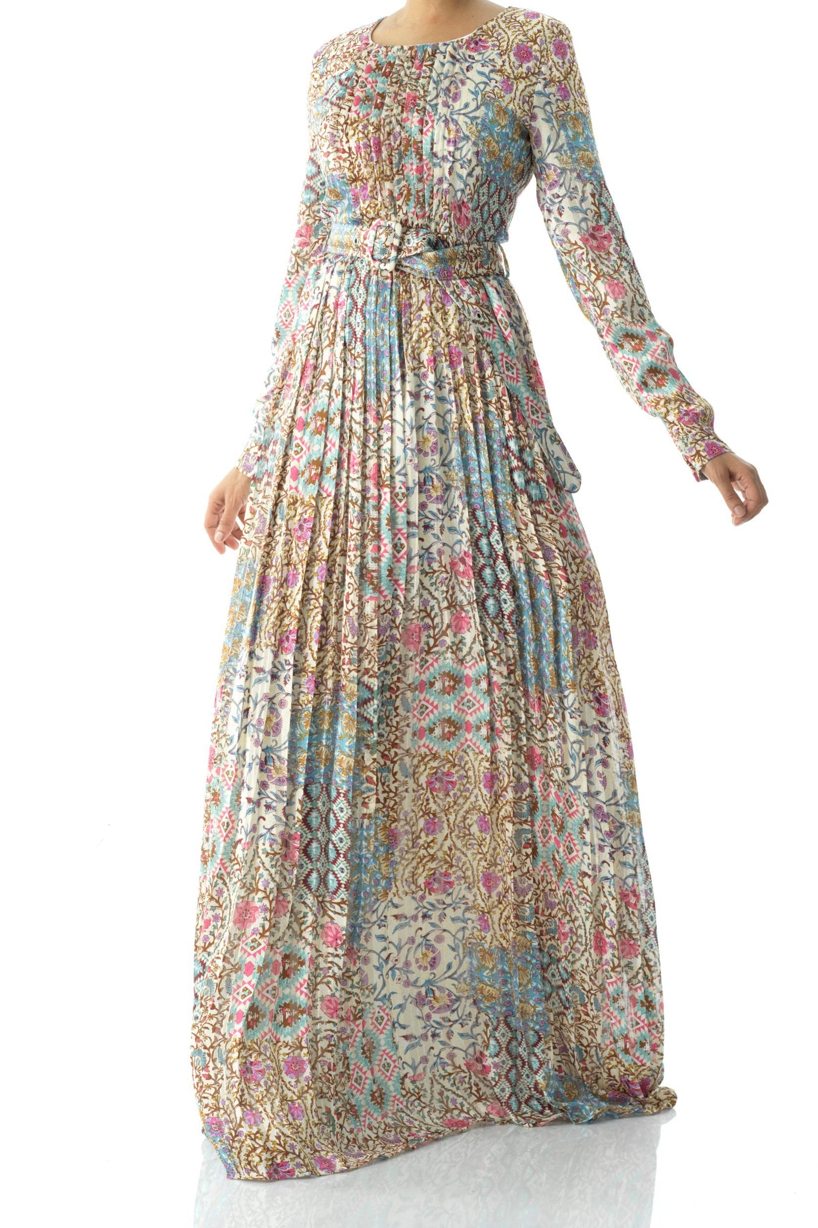 Copy of Fardowsa Abstract print silk chiffon maxi dress Kabayare