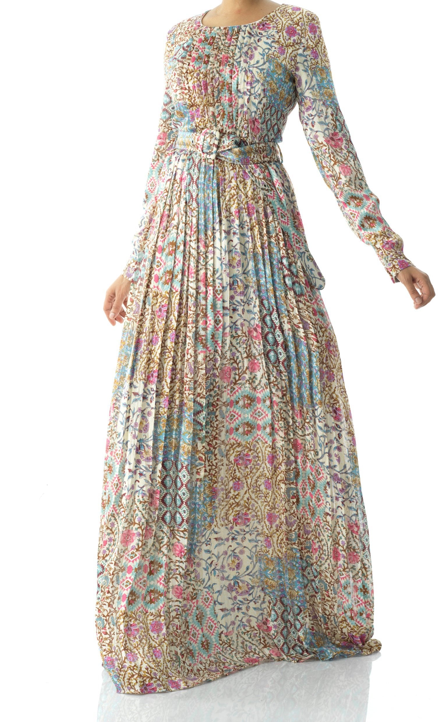 Copy of Fardowsa Abstract print silk chiffon maxi dress Kabayare