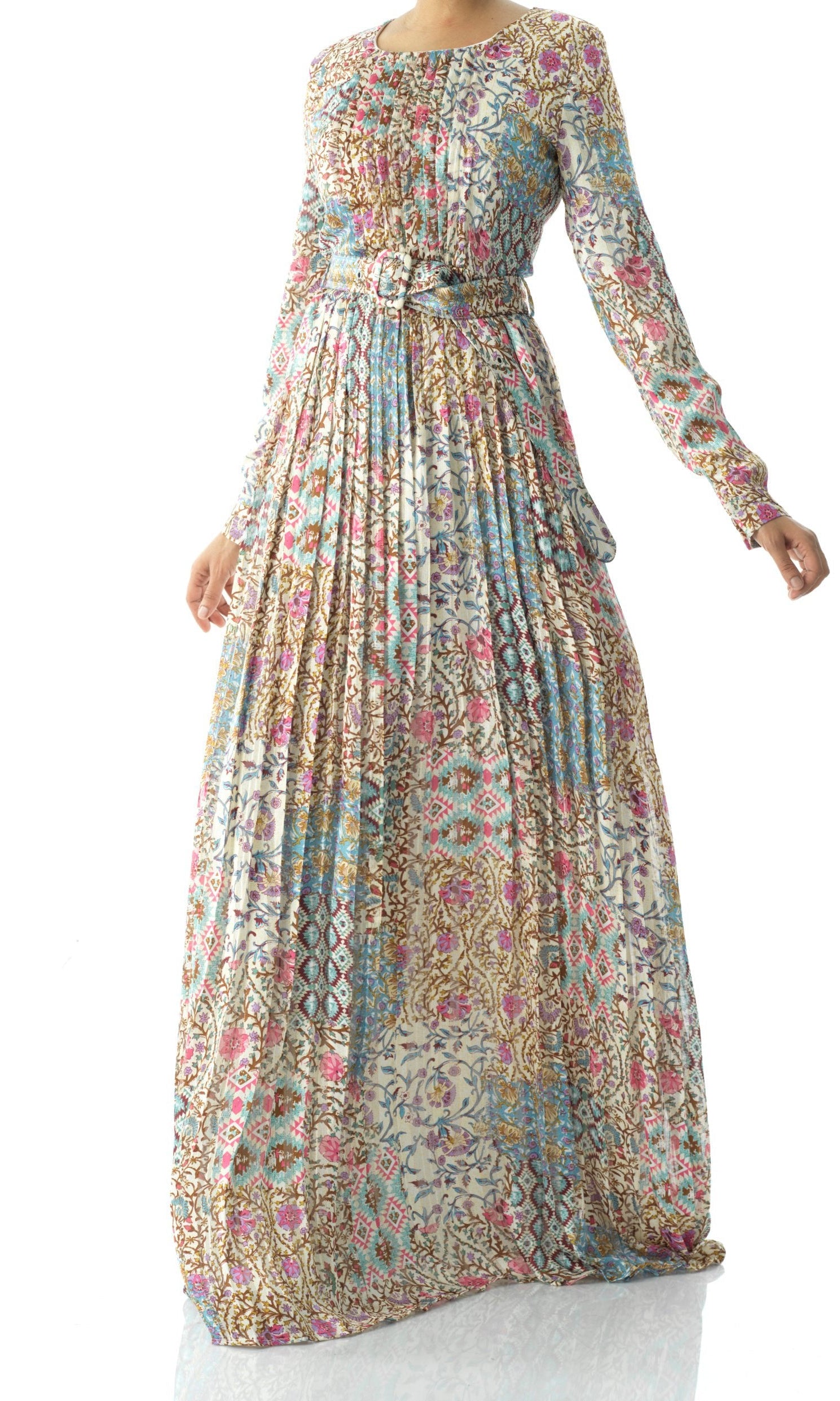 Copy of Fardowsa Abstract print silk chiffon maxi dress Kabayare