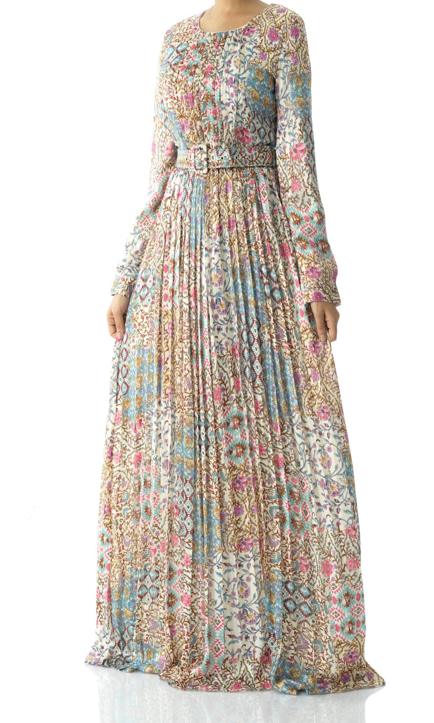 Copy of Fardowsa Abstract print silk chiffon maxi dress Kabayare
