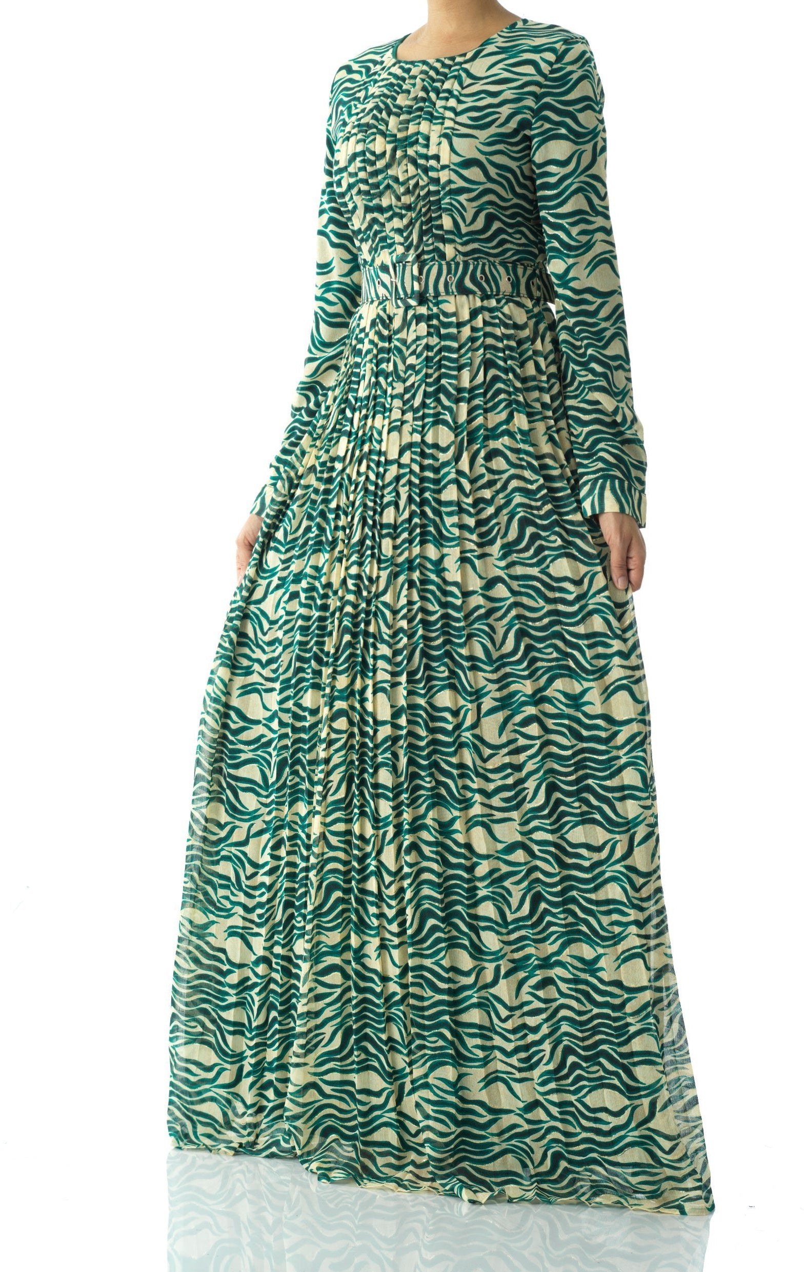 Copy of Pretty Fatima print silk chiffon maxi dress Kabayare