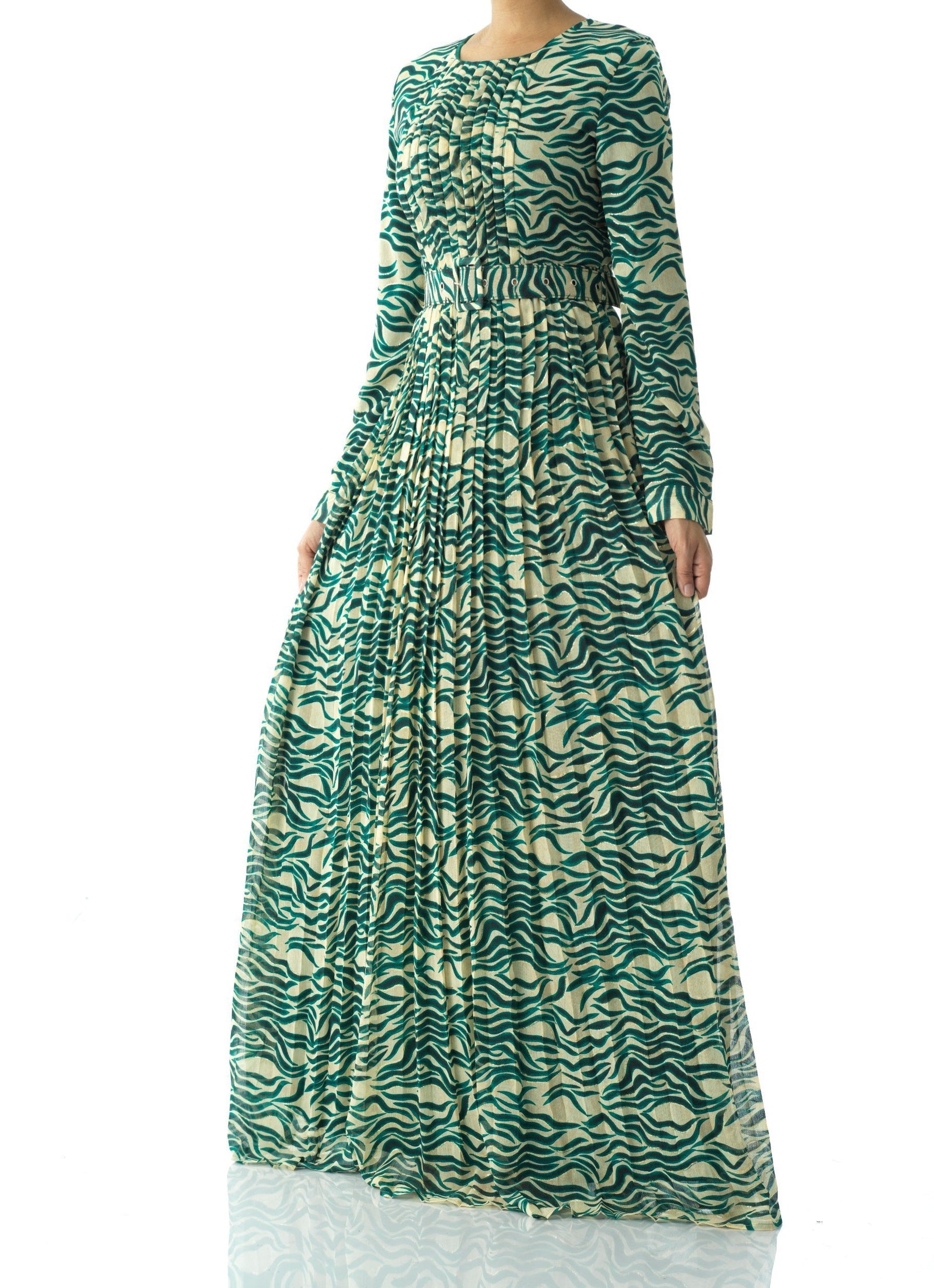 Copy of Pretty Fatima print silk chiffon maxi dress Kabayare
