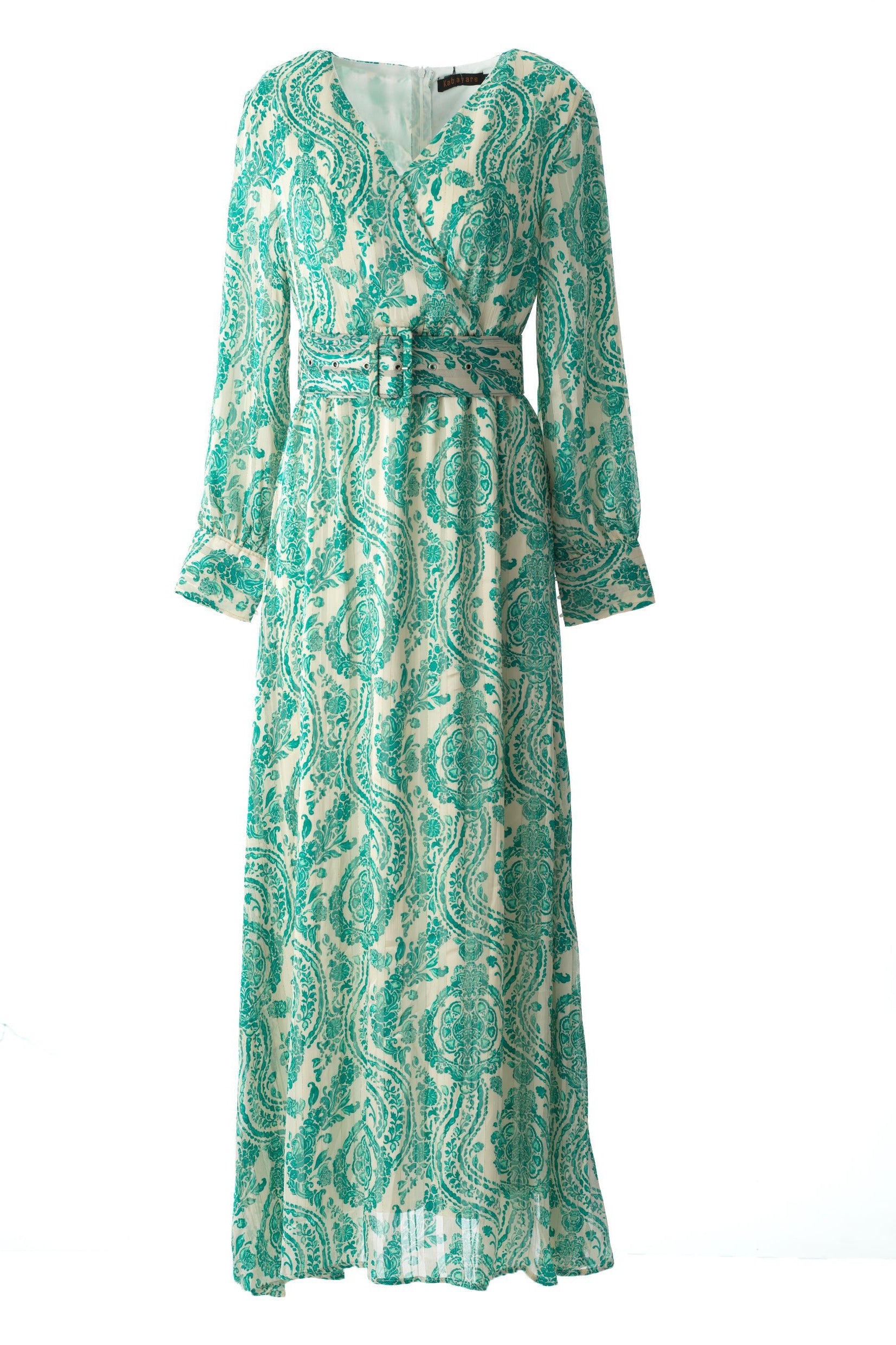 Copy of Pretty Paisley print v-neck chiffon maxi dress Kabayare
