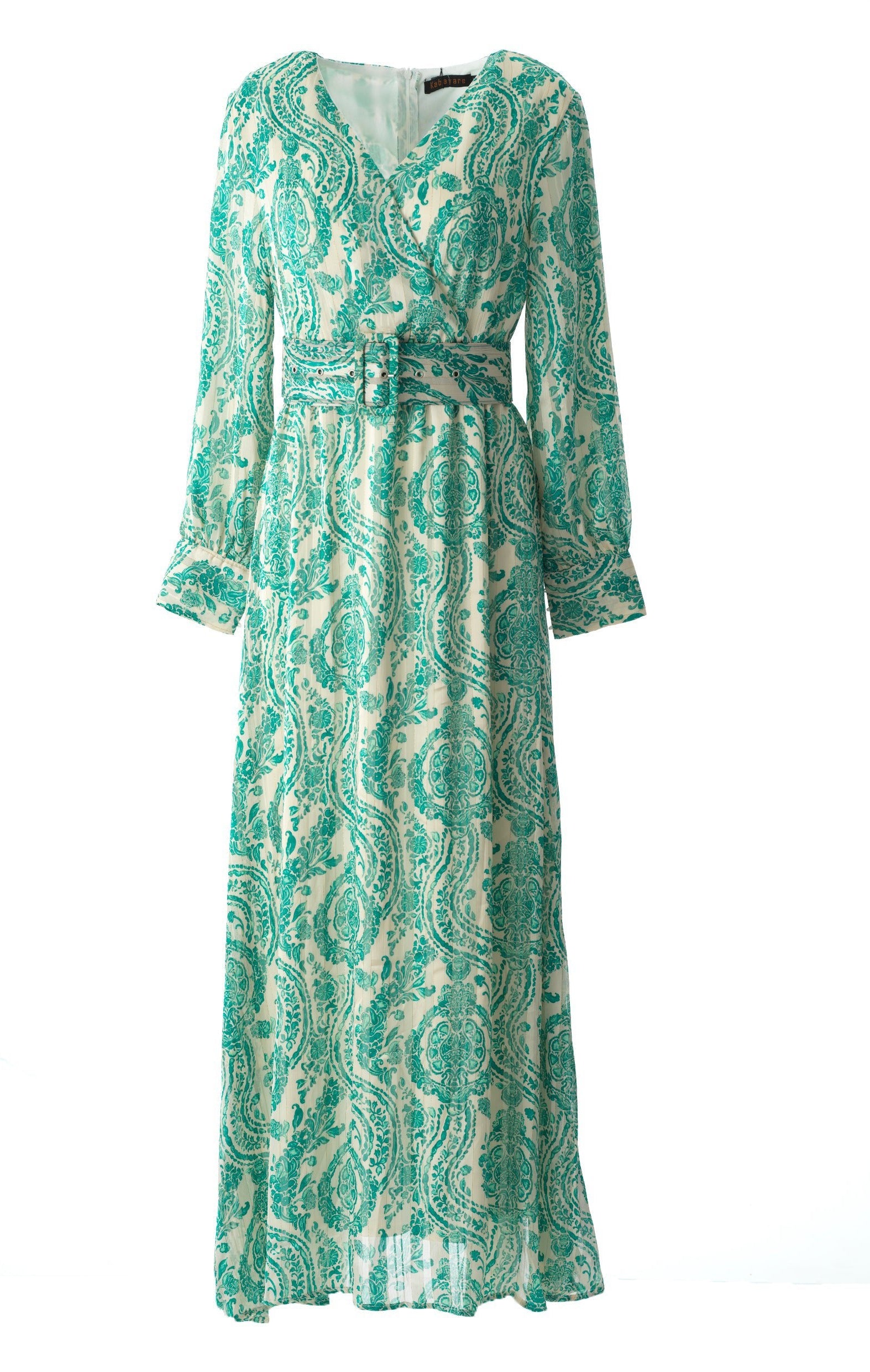 Copy of Pretty Paisley print v-neck chiffon maxi dress Kabayare