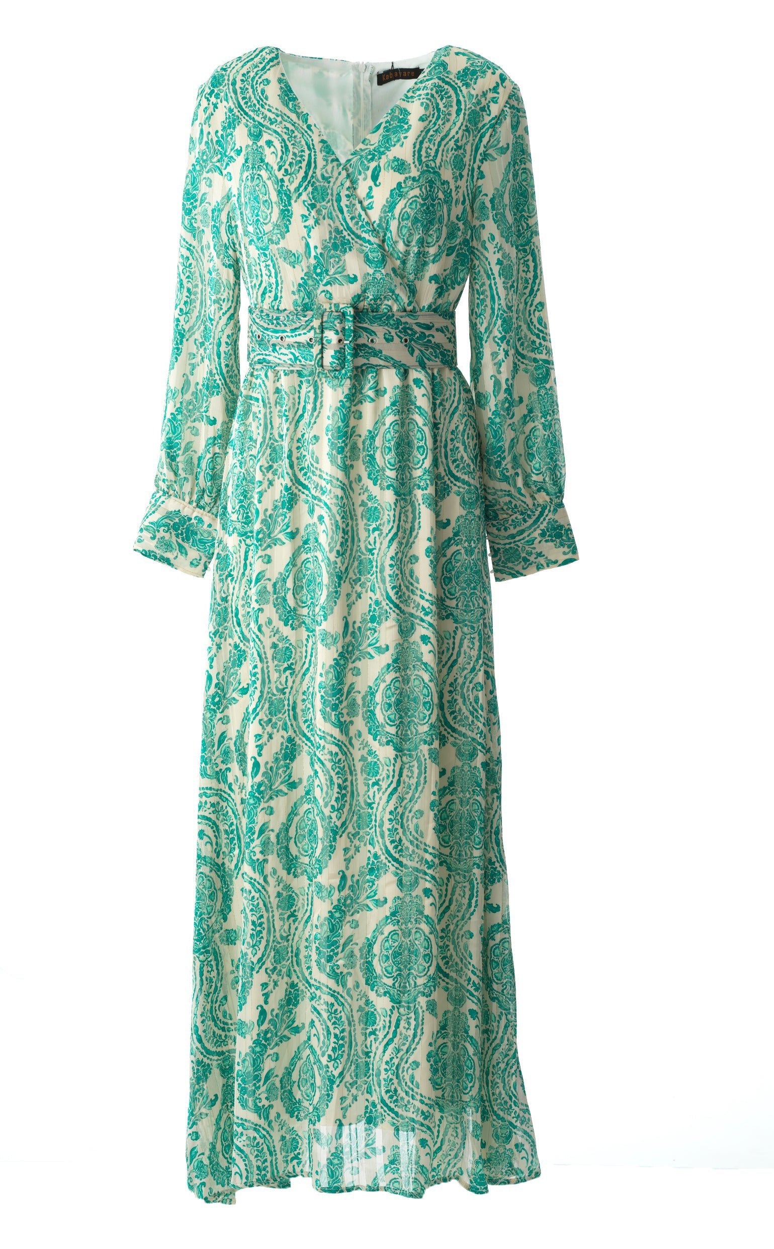 Copy of Pretty Paisley print v-neck chiffon maxi dress Kabayare
