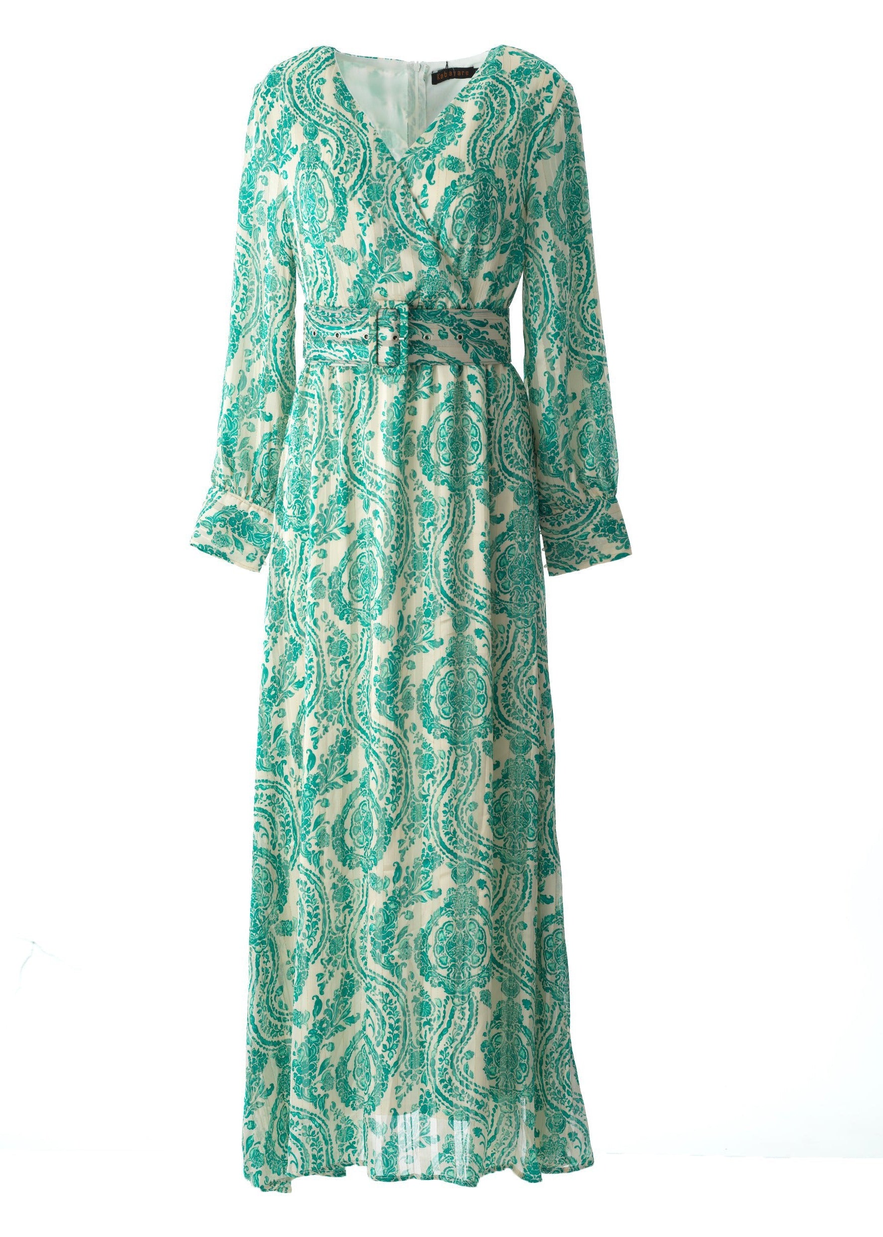 Copy of Pretty Paisley print v-neck chiffon maxi dress Kabayare