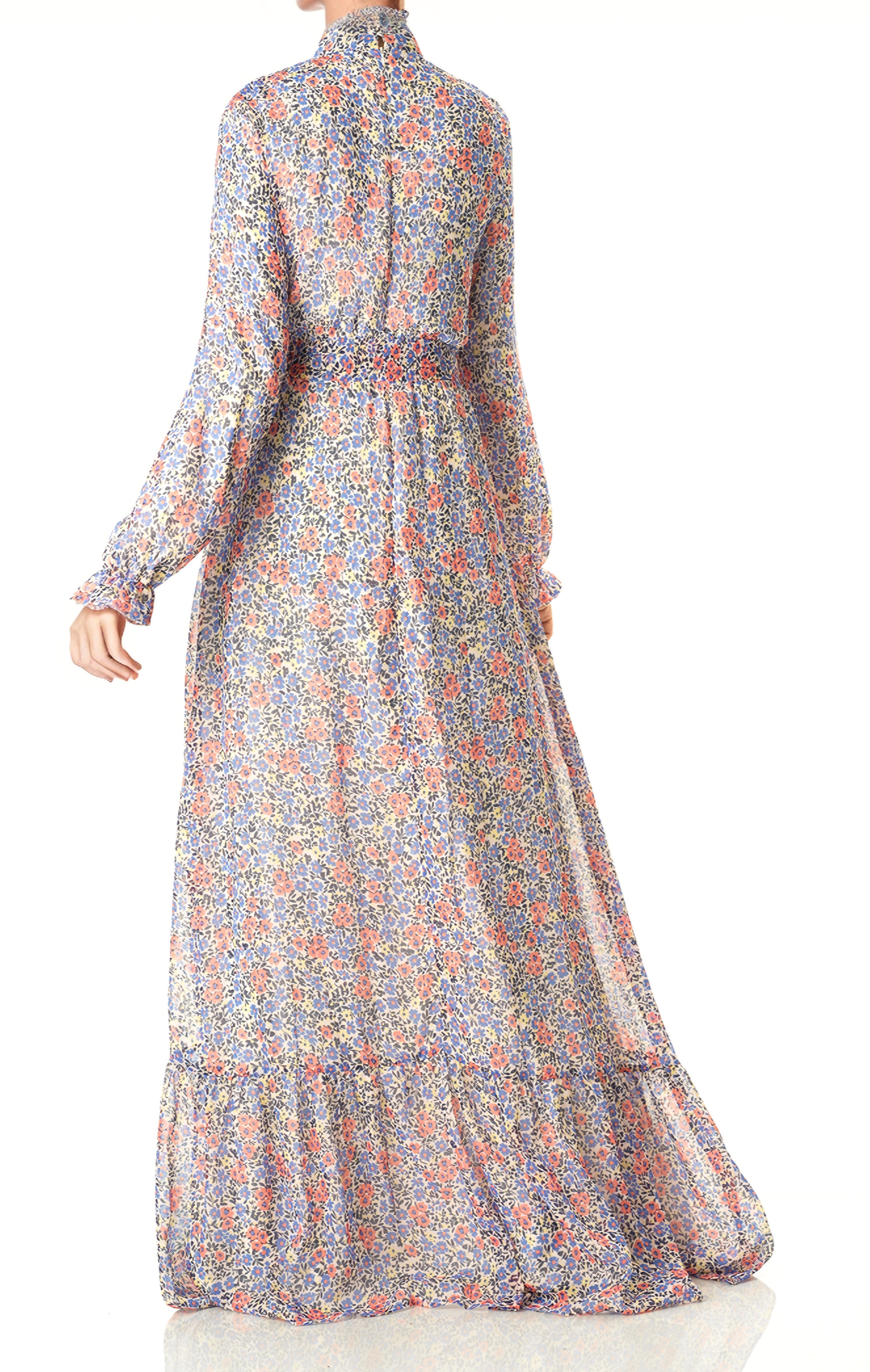 Coral orchid florals Maxi dress Kabayare