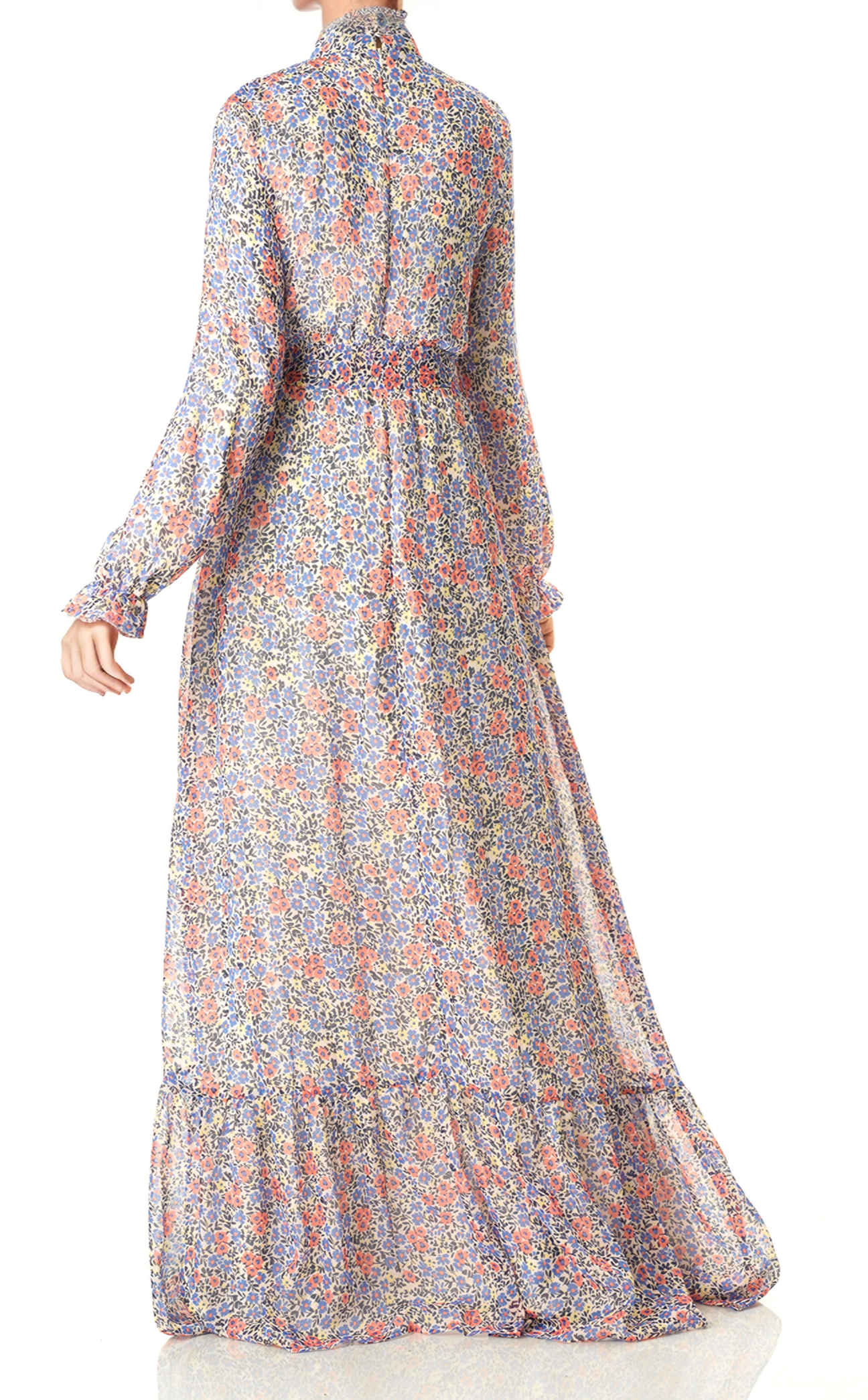 Coral orchid florals Maxi dress Kabayare