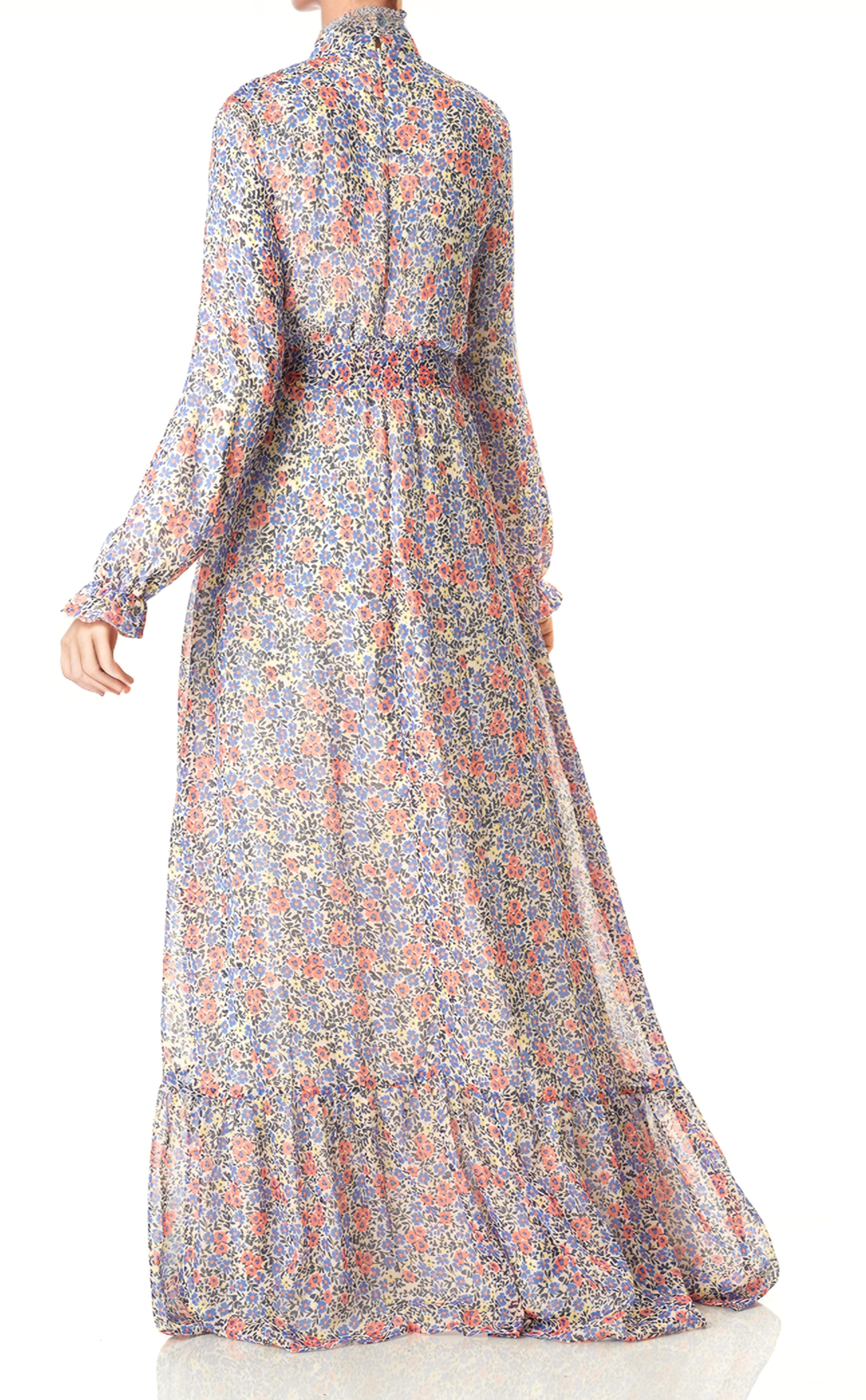 Coral orchid florals Maxi dress Kabayare