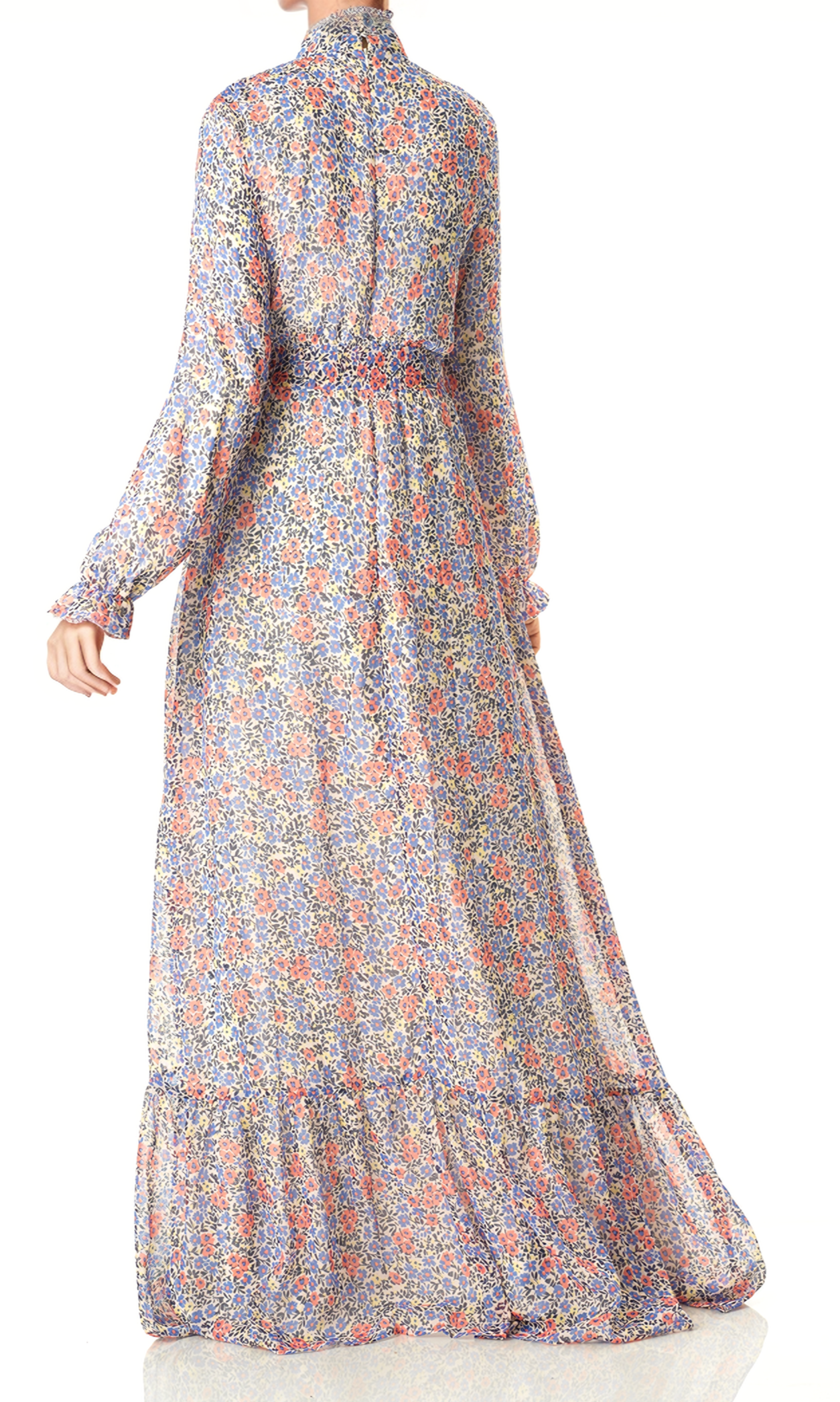 Coral orchid florals Maxi dress Kabayare
