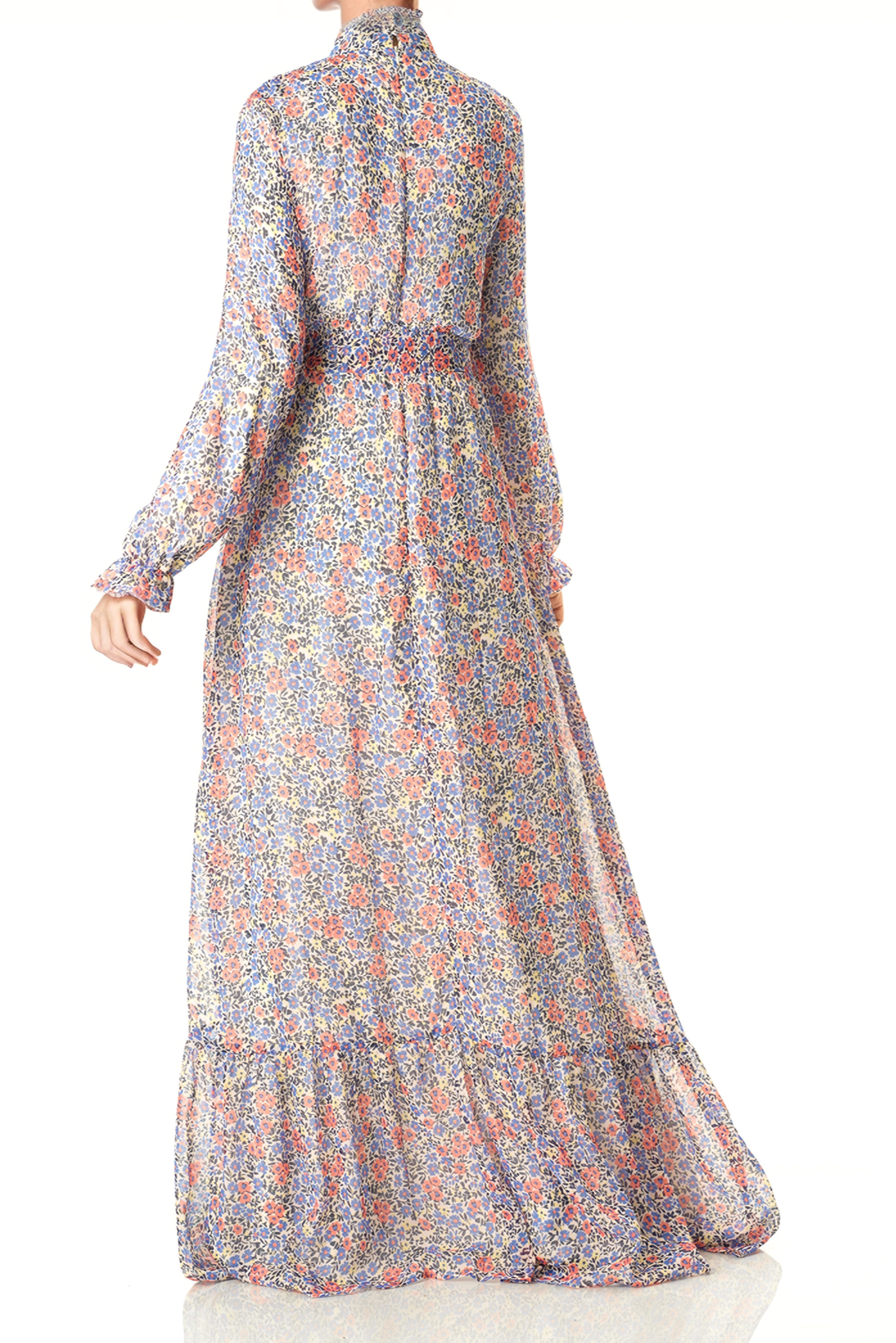 Coral orchid florals Maxi dress Kabayare