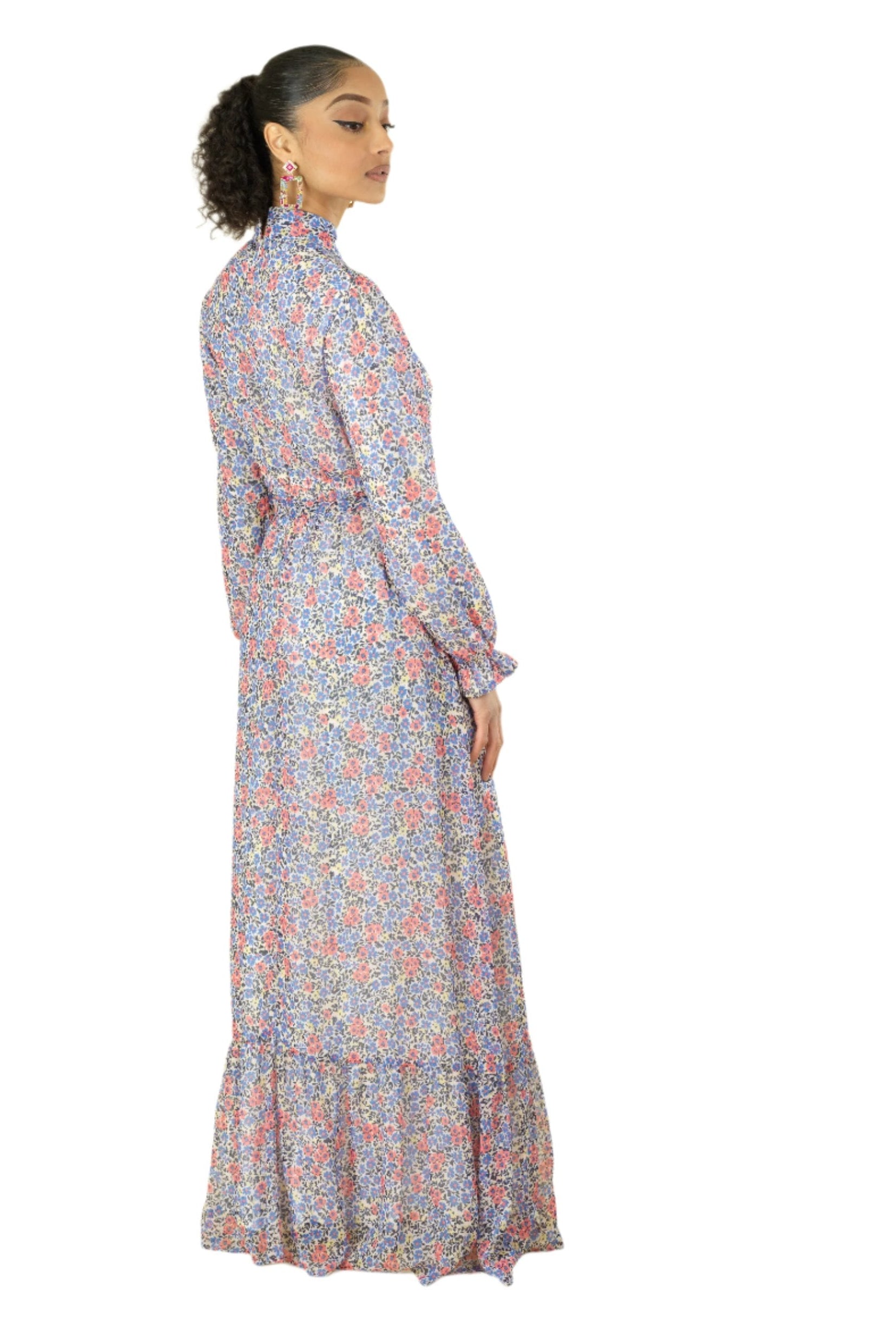 Coral orchid florals Maxi dress Kabayare