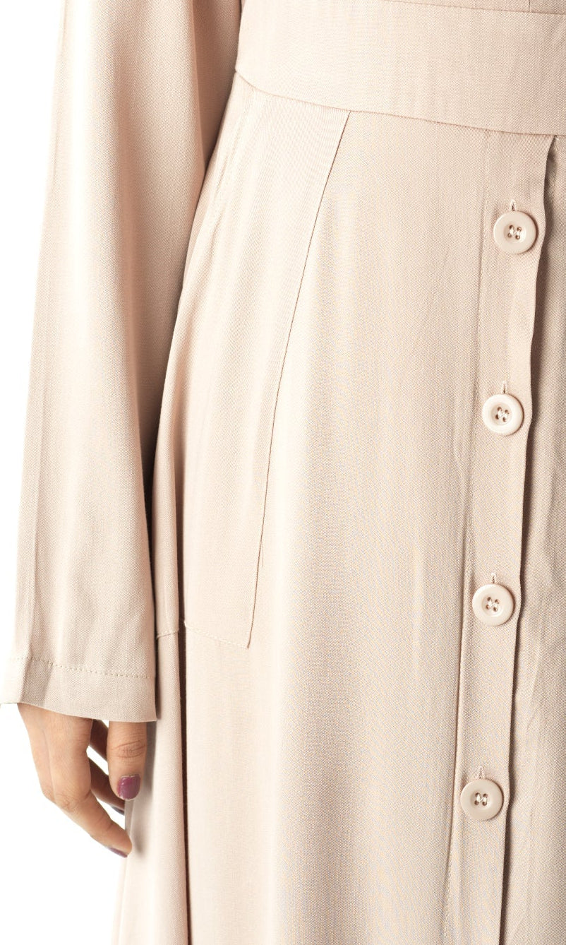 Cream Manal button down Modal dress Kabayare