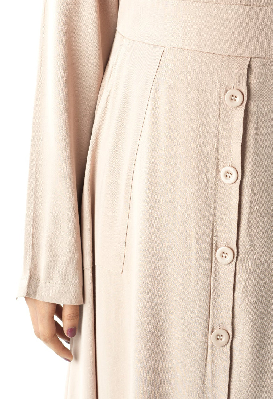 Cream Manal button down Modal dress Kabayare