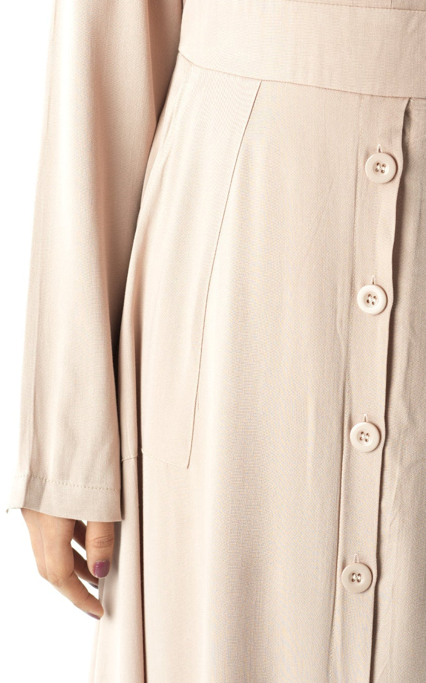 Cream Manal button down Modal dress Kabayare