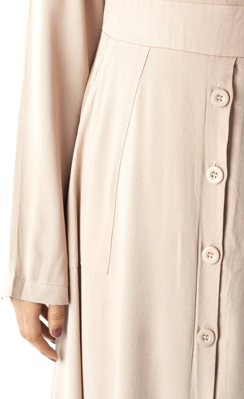 Cream Manal button down Modal dress Kabayare