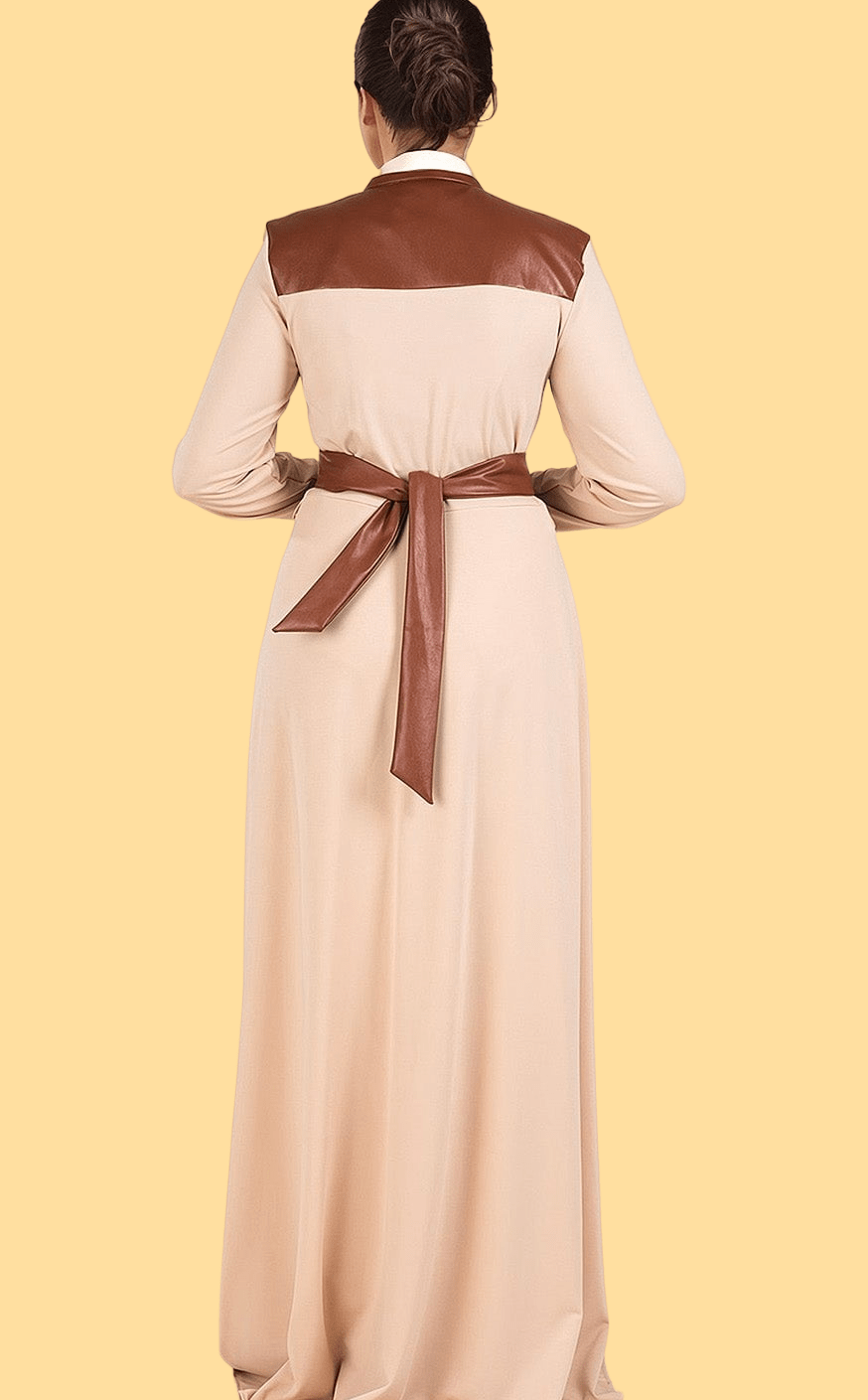Cream Nadia leather detail maxi dress Kabayare