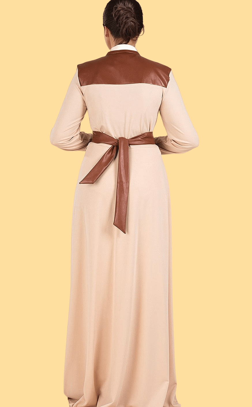 Cream Nadia leather detail maxi dress Kabayare