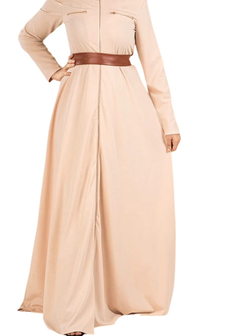 Cream Nadia leather detail maxi dress Kabayare