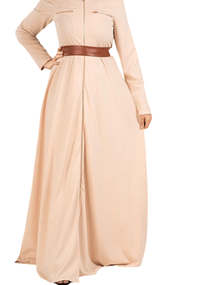 Cream Nadia leather detail maxi dress Kabayare