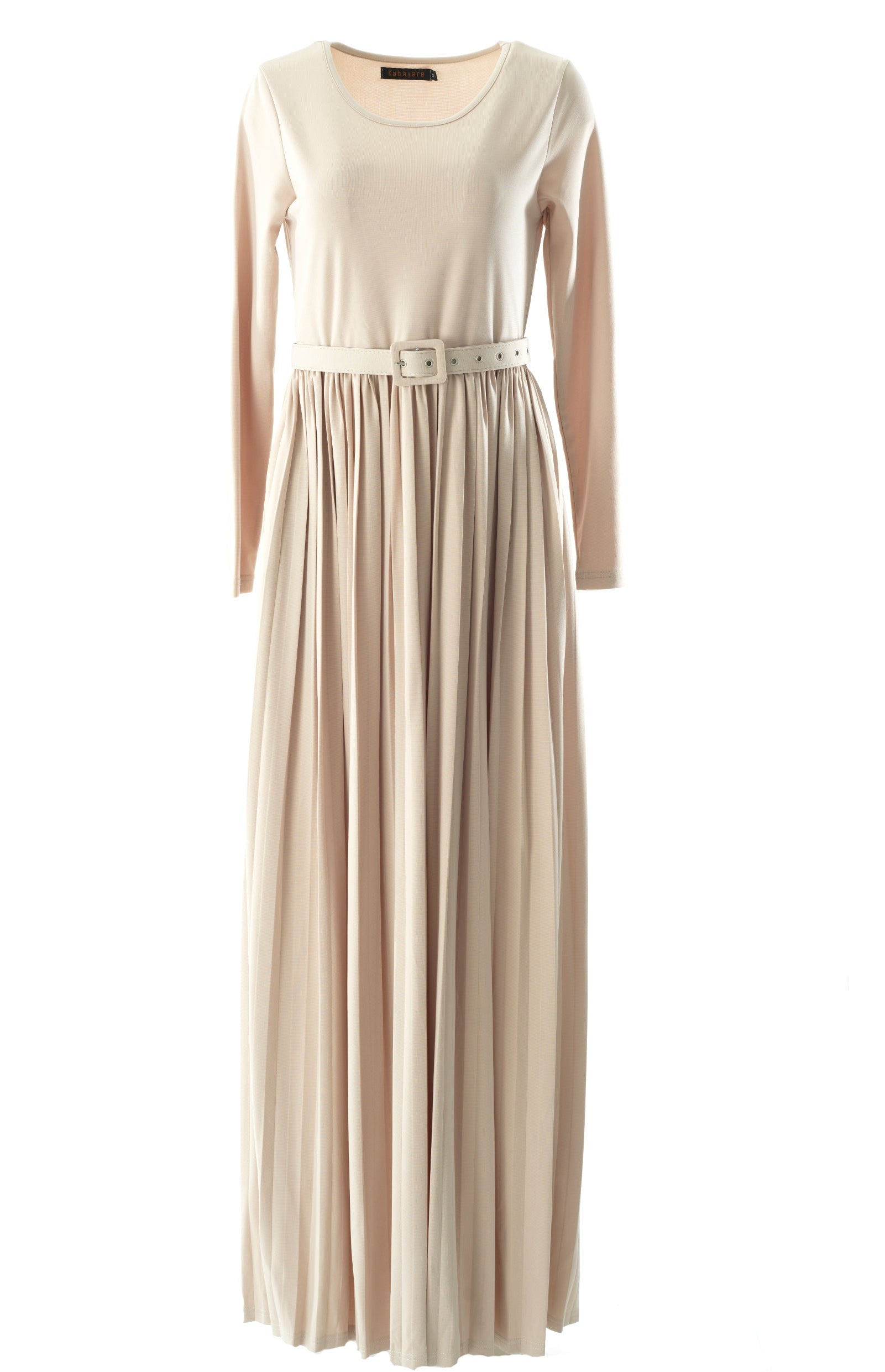 Cream pleated ponti di roma maxi dress Kabayare