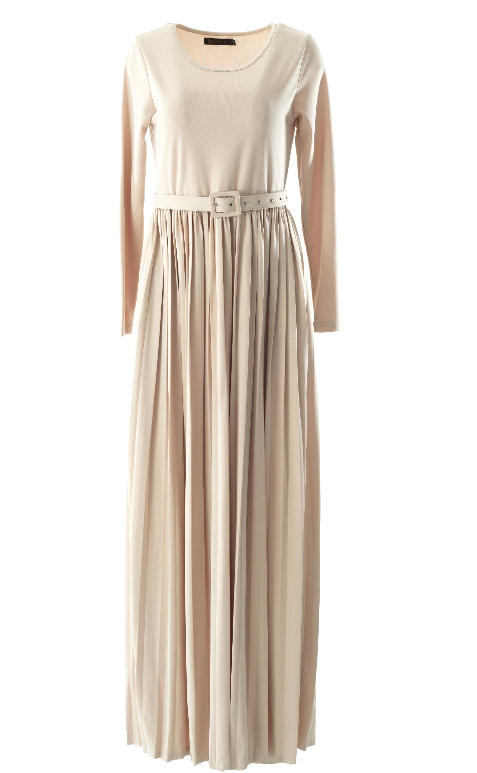 Cream pleated ponti di roma maxi dress Kabayare