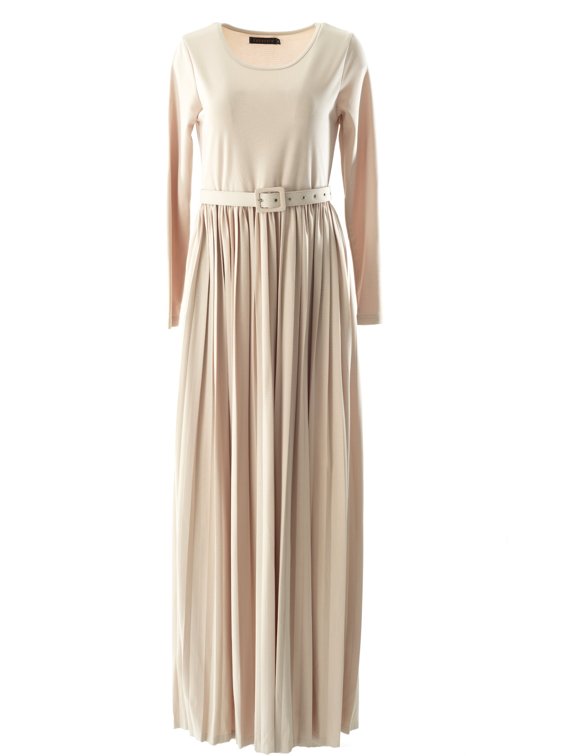 Cream pleated ponti di roma maxi dress Kabayare