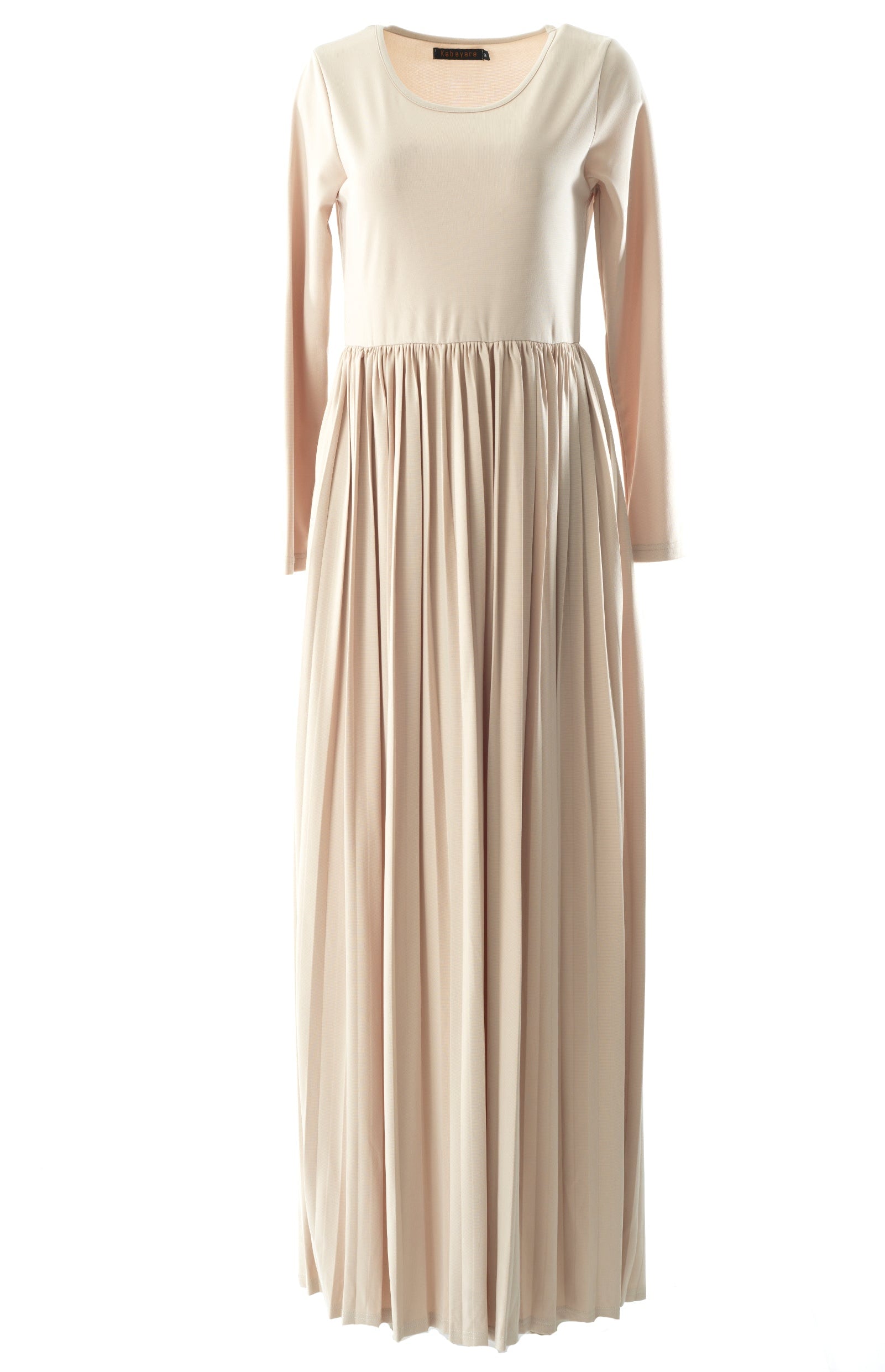 Cream pleated ponti di roma maxi dress Kabayare