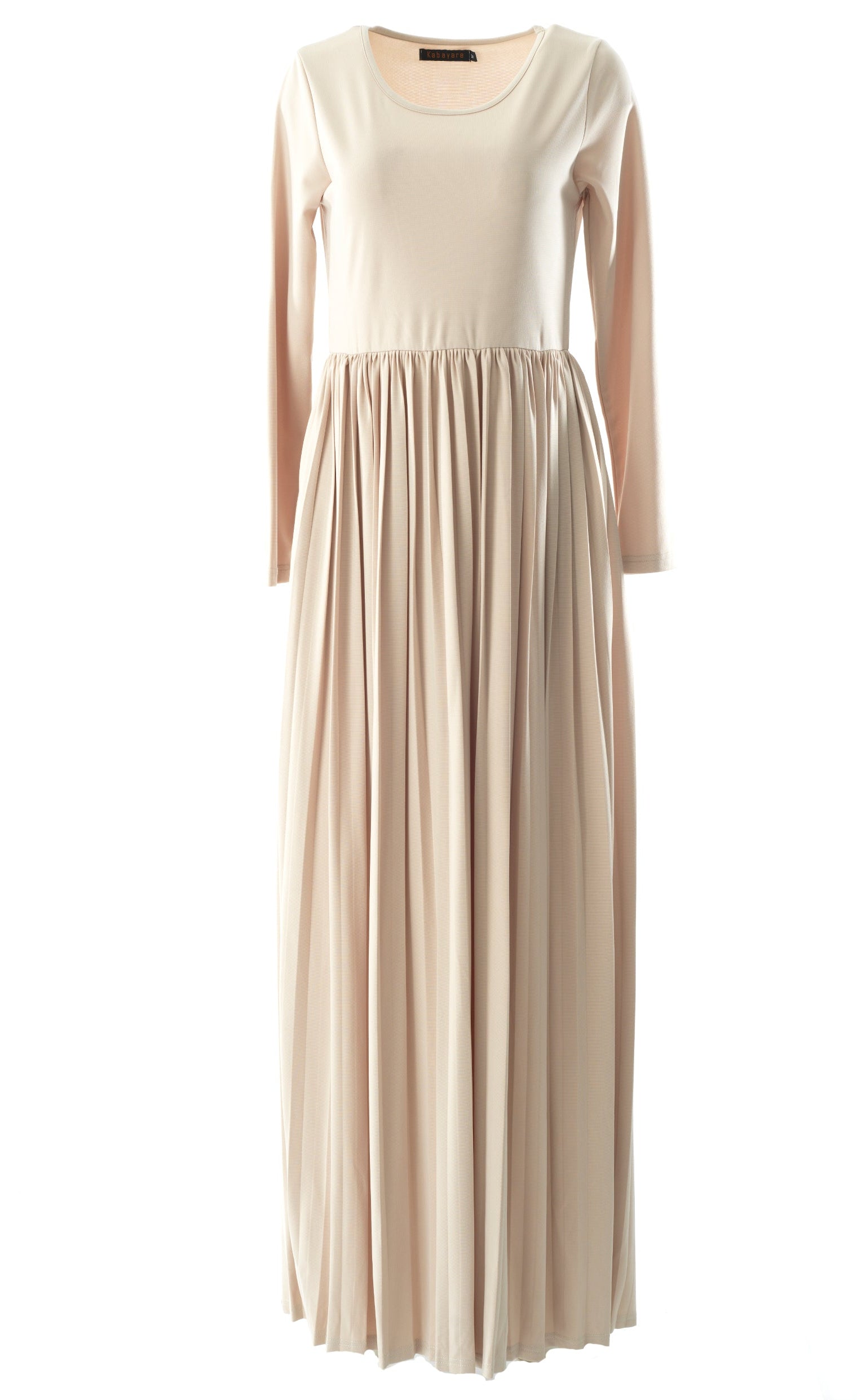 Cream pleated ponti di roma maxi dress Kabayare