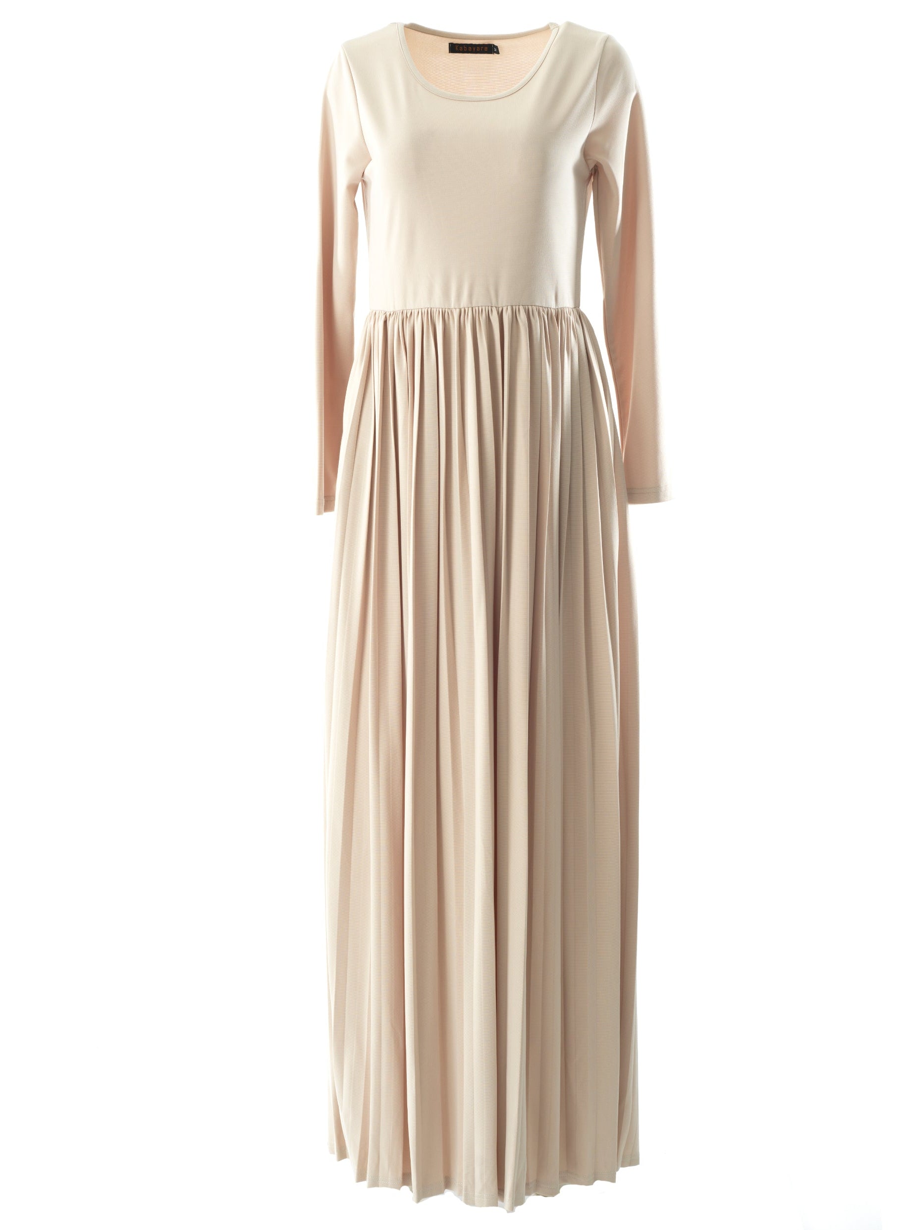 Cream pleated ponti di roma maxi dress Kabayare