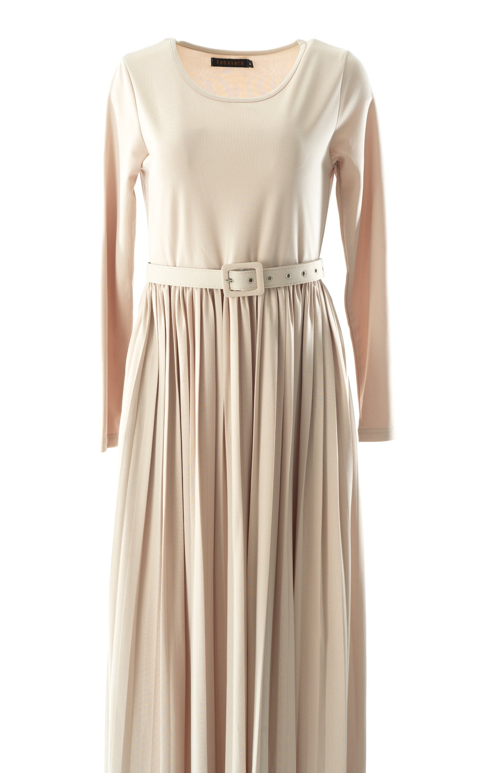 Cream pleated ponti di roma maxi dress Kabayare
