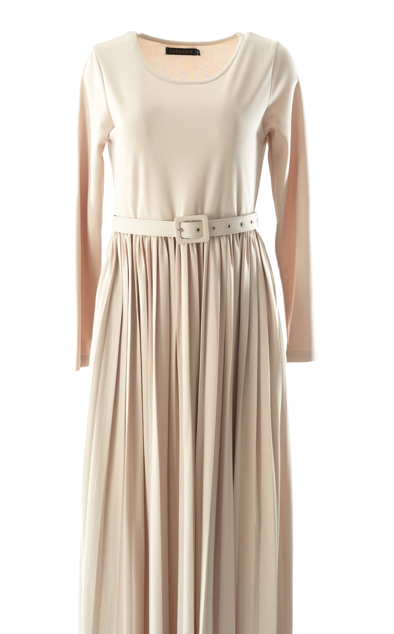 Cream pleated ponti di roma maxi dress Kabayare